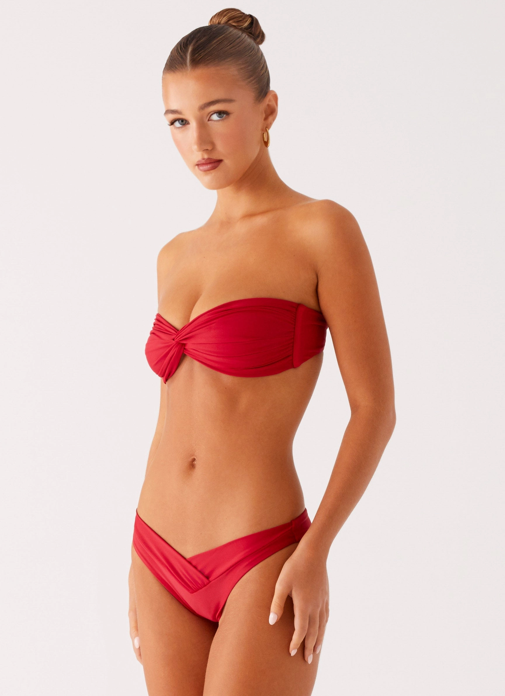 Delta Bandeau Bikini Top - Deep Red Quick Dry Swim