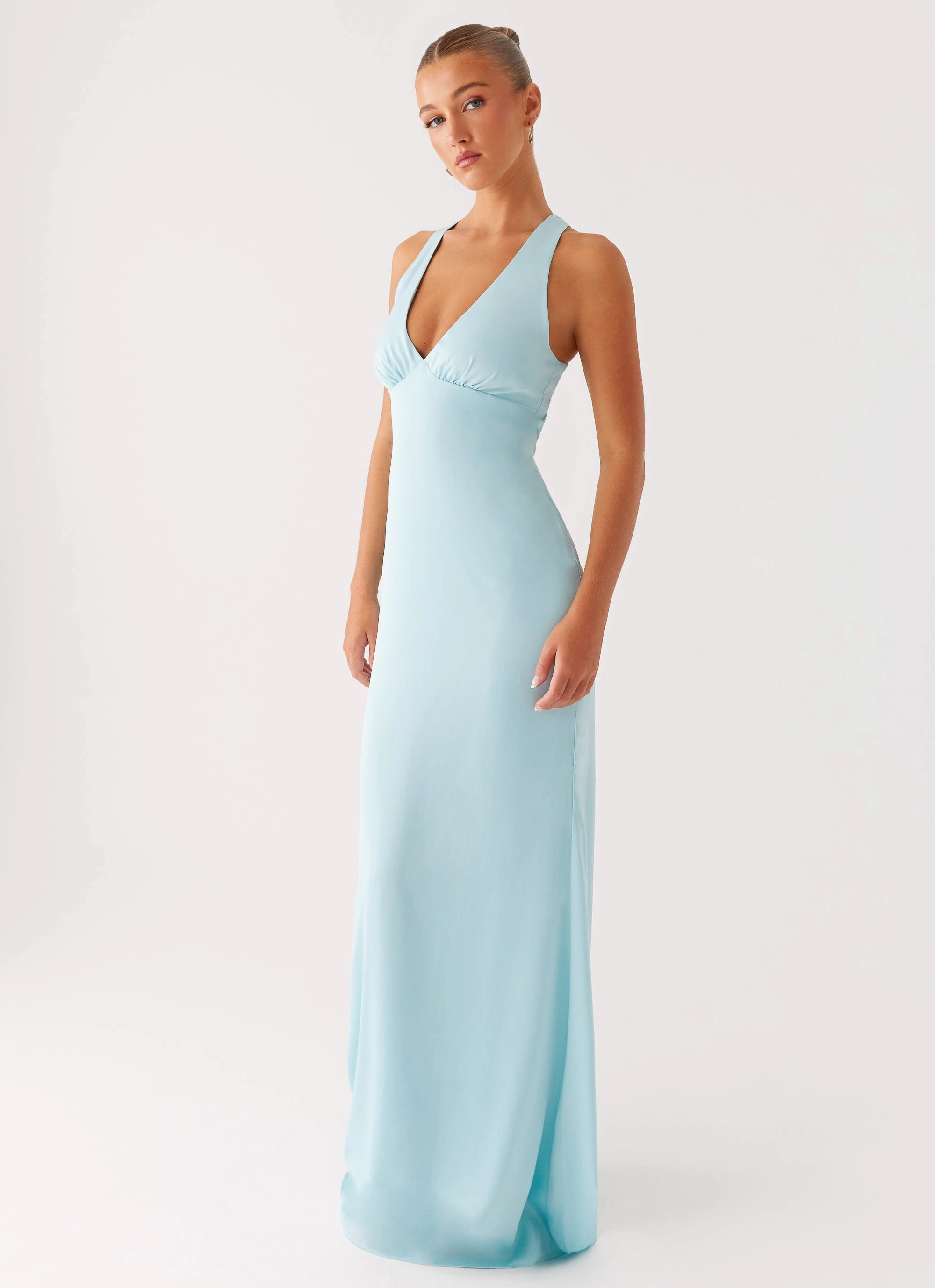 Square Neck Subtle design Desi Halterneck Maxi Dress - Mint