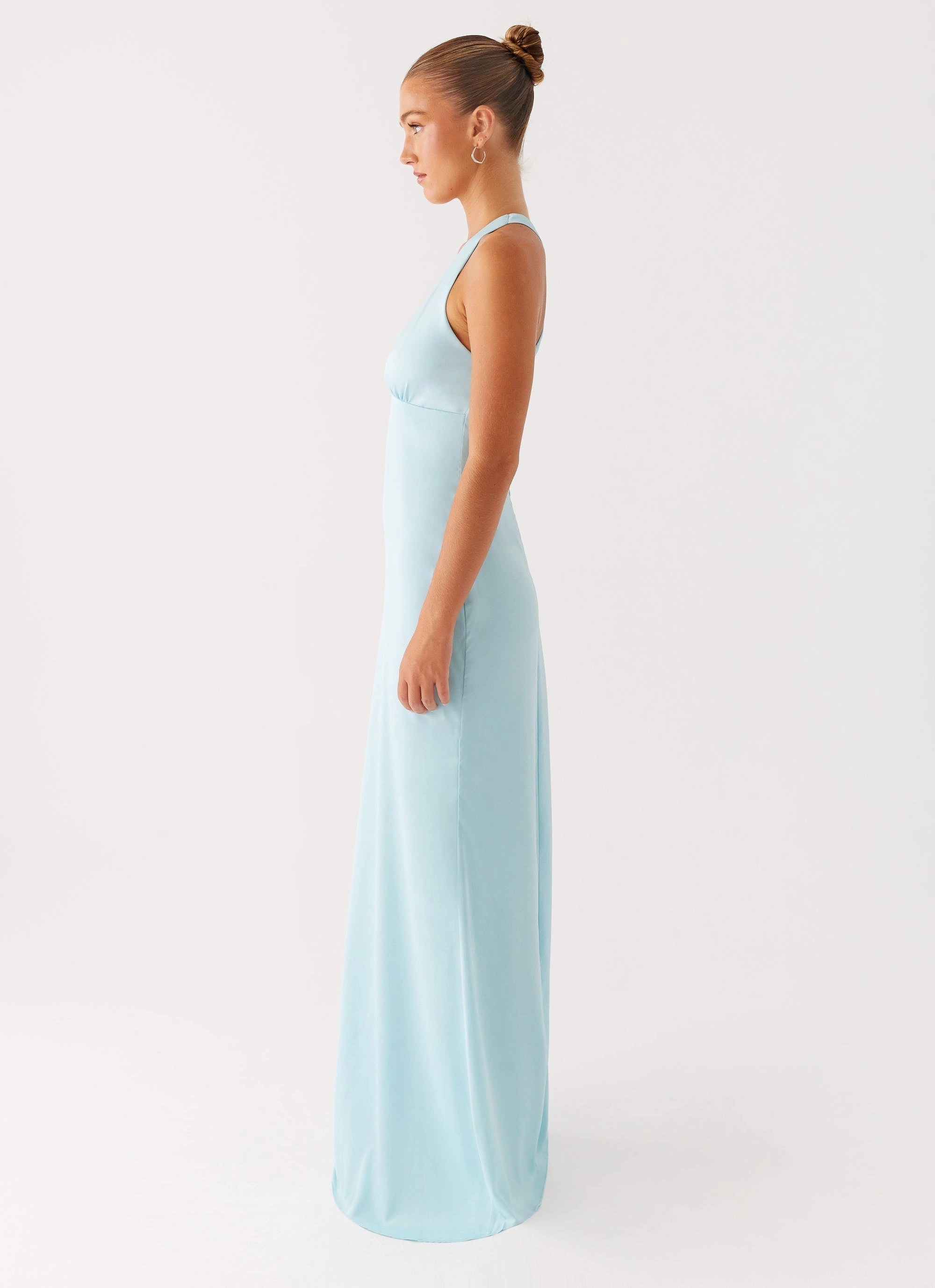 Desi Halterneck Maxi Dress - Mint Hidden Zipper Natural Texture