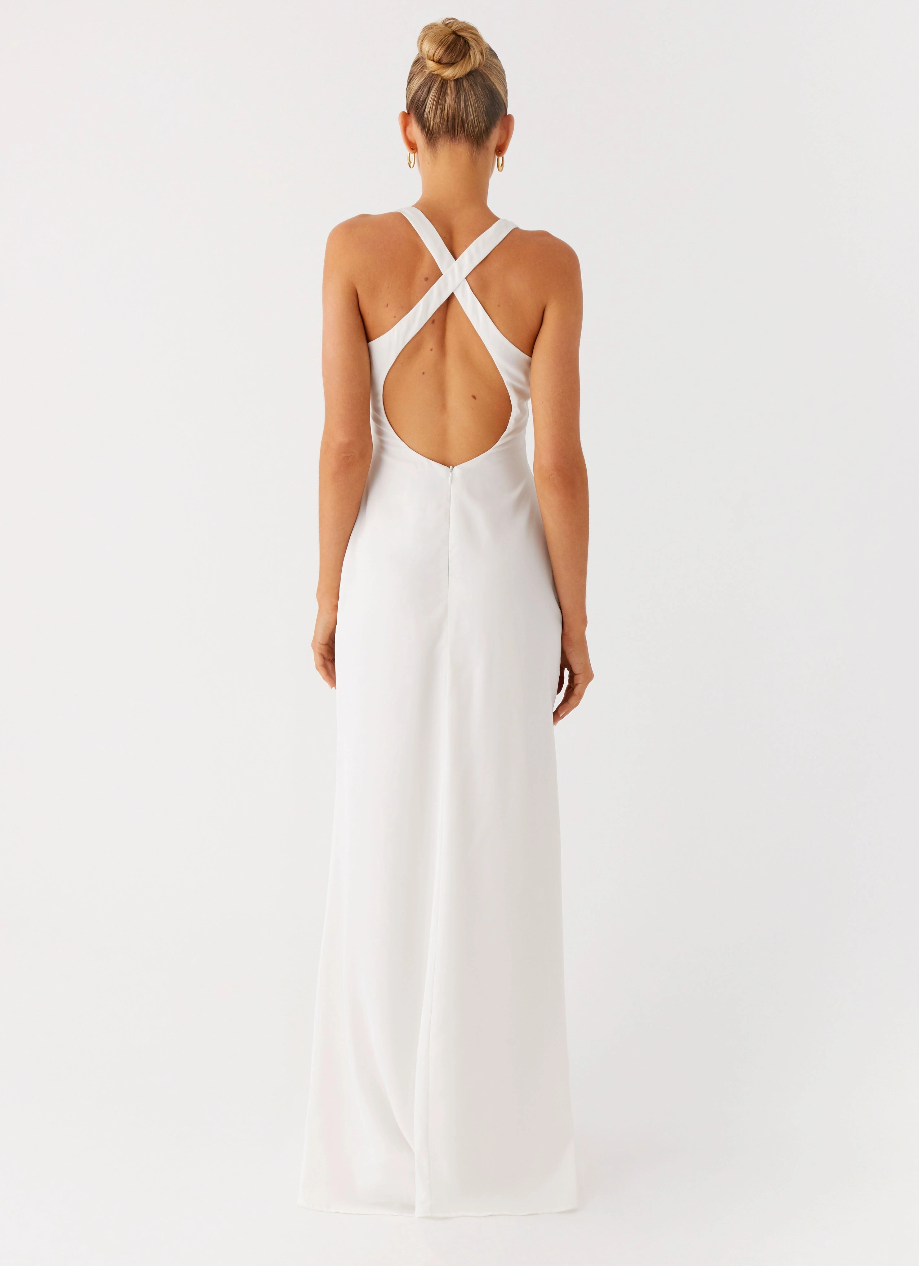 Fall Ready Desi Halterneck Maxi Dress - White