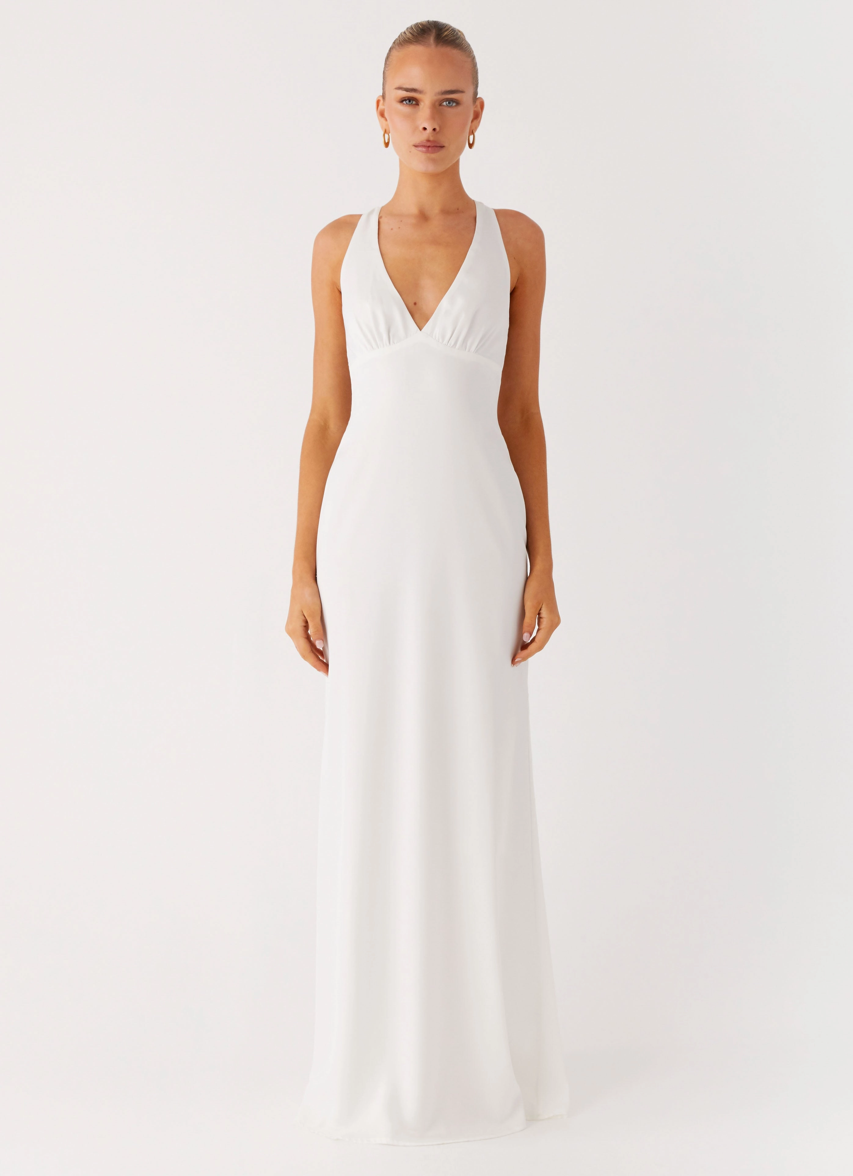 Desi Halterneck Maxi Dress - White Classic and Modern Rural Charm
