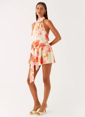 Sweet Mood Breezy Fit Diablo Backless Mini Dress - Mimosa Blossom