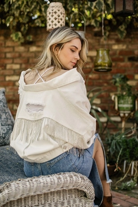 Diamond Dixie Rhinestone Fringe Jacket - White Timeless Design Street Smart