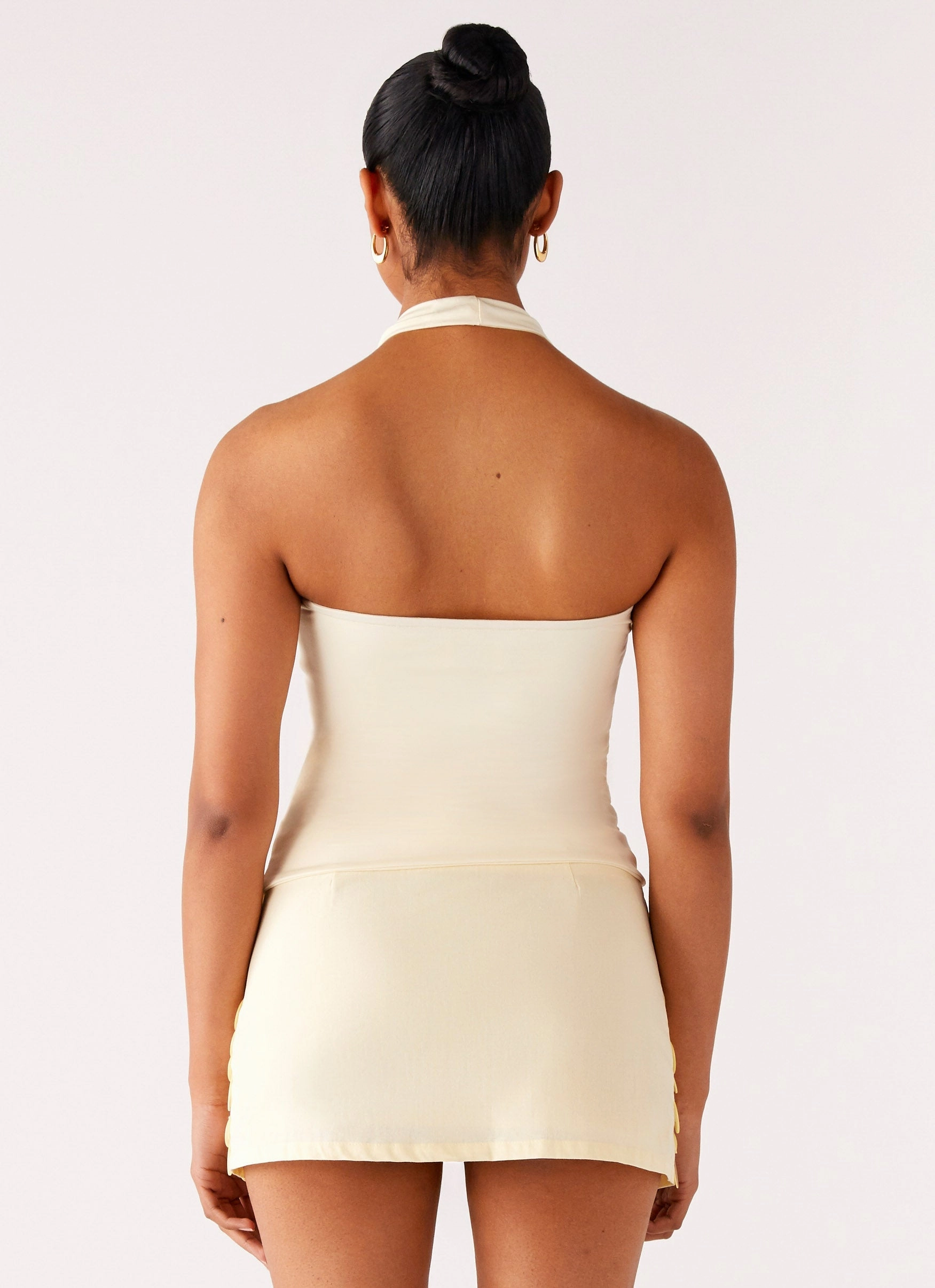 Diego Halter Top - Yellow Bound Seam Edges SoftKnit