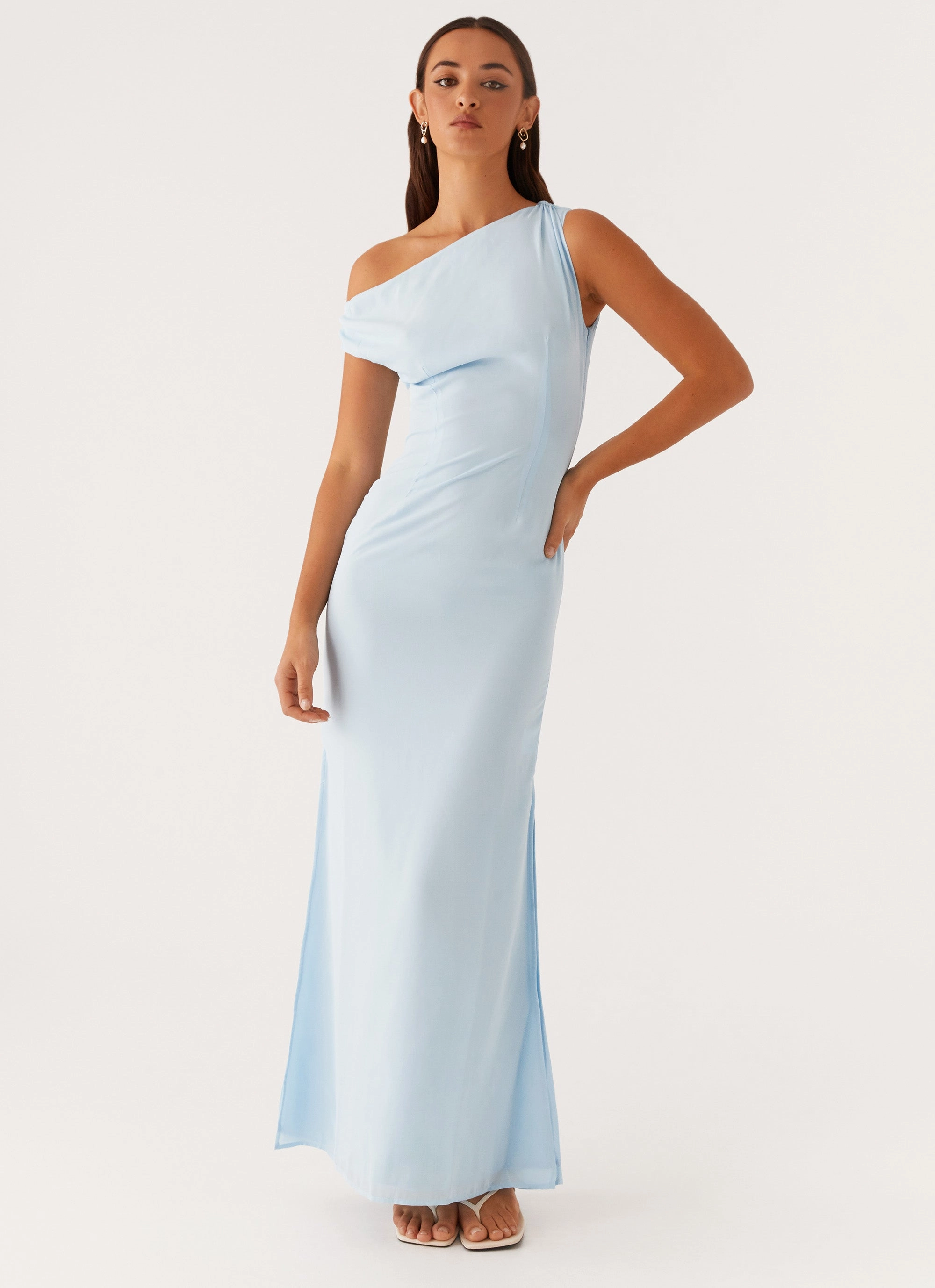 Easy Fit Chic Tailoring Dinner Date Maxi Dress - Blue