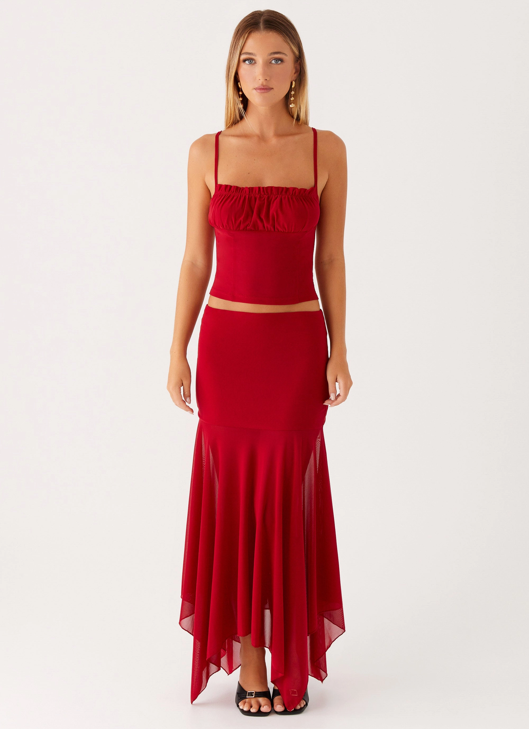 Dionne Maxi Skirt - Red On-The-Go Outfit