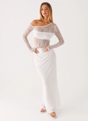 Take Your Time Maxi Dress - White Silky Movement Modern Texture
