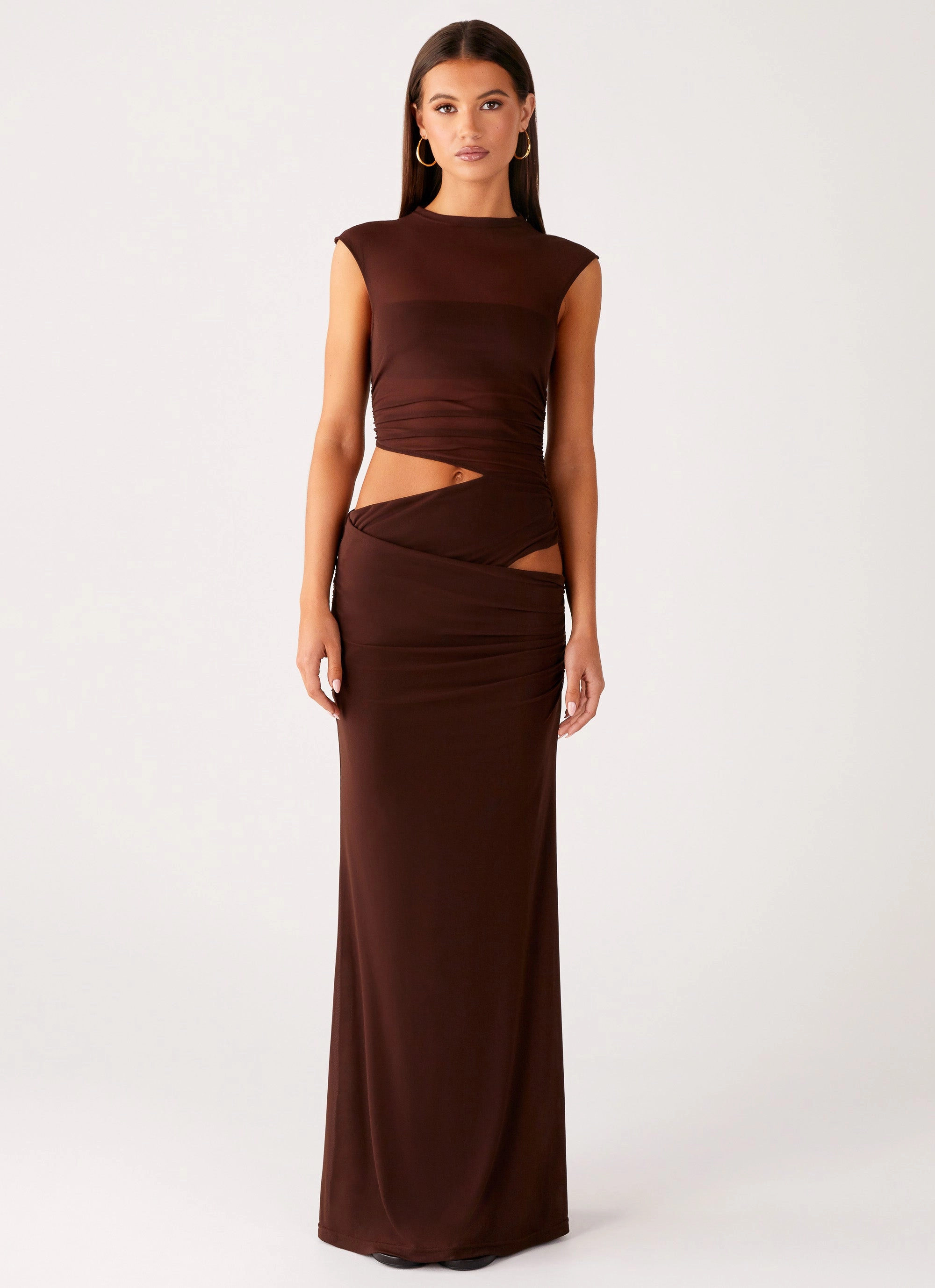 Perfect Design Sophisticated Edge Briony Maxi Dress - Cool Chocolate