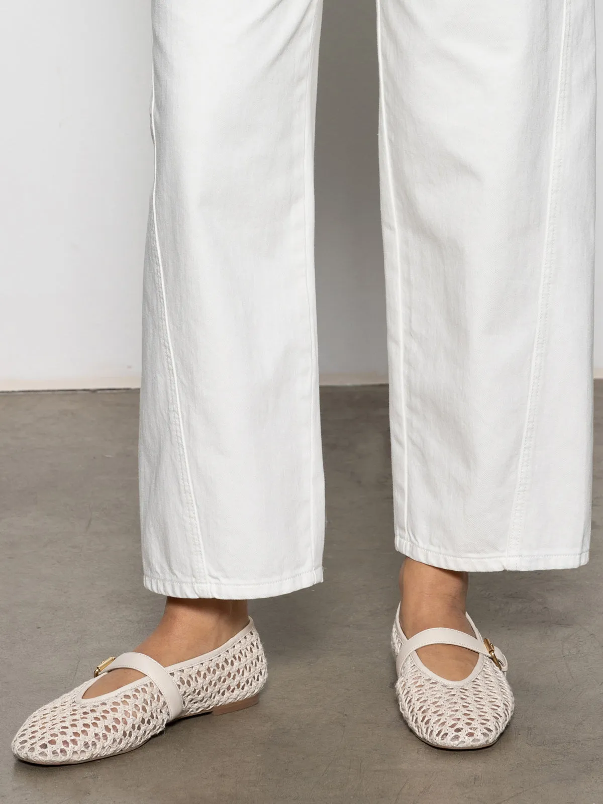 District Column Standard Rise Ankle Jean Bleached White Lightweight Flex