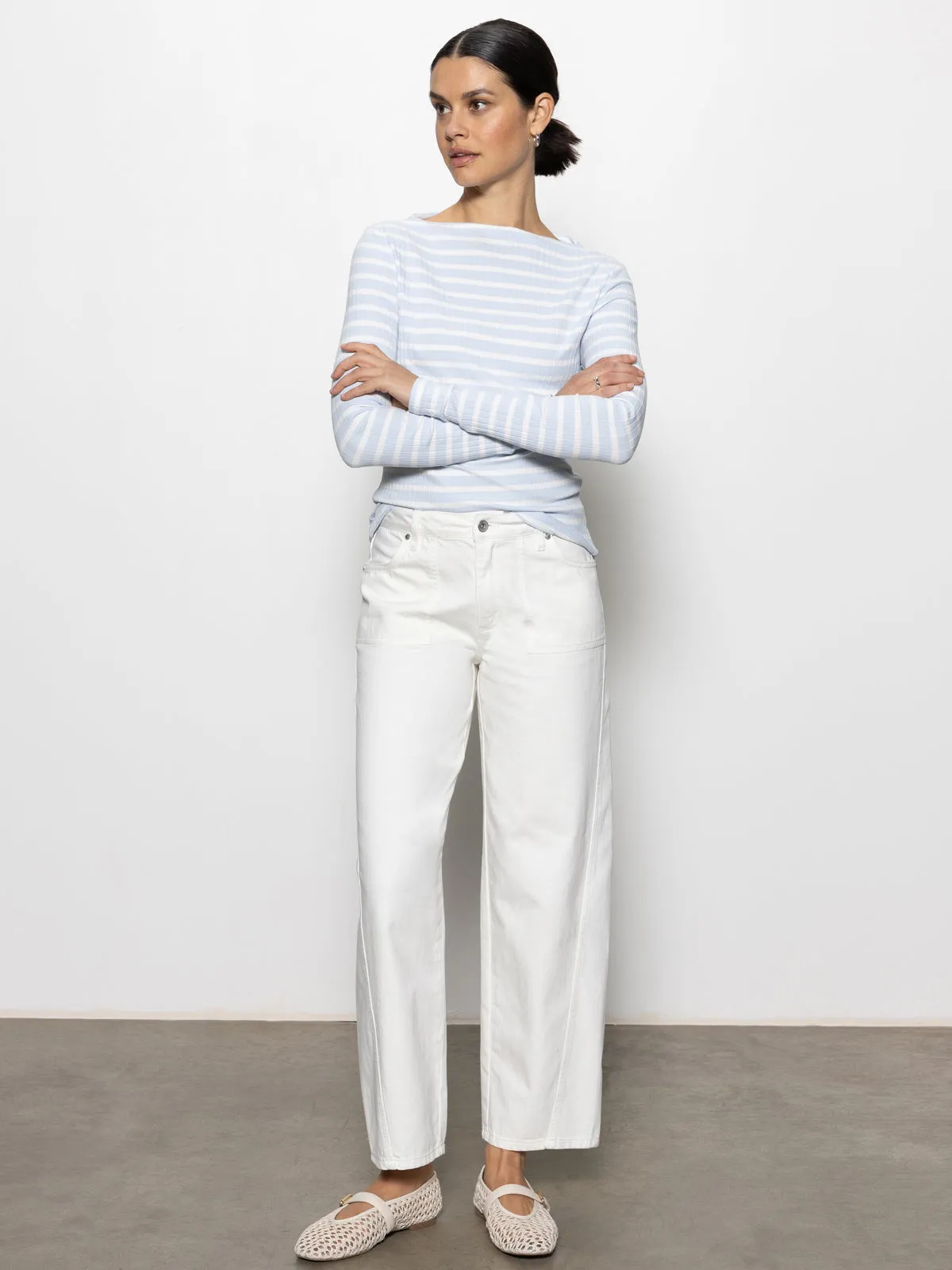 Abrasion Resistant Panels District Column Standard Rise Ankle Jean Bleached White