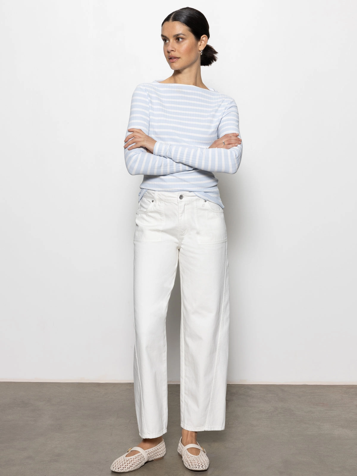 District Column Standard Rise Ankle Jean Bleached White Comfy Style