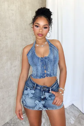 TaglessCollar Diva Behavior Vintage Denim Top