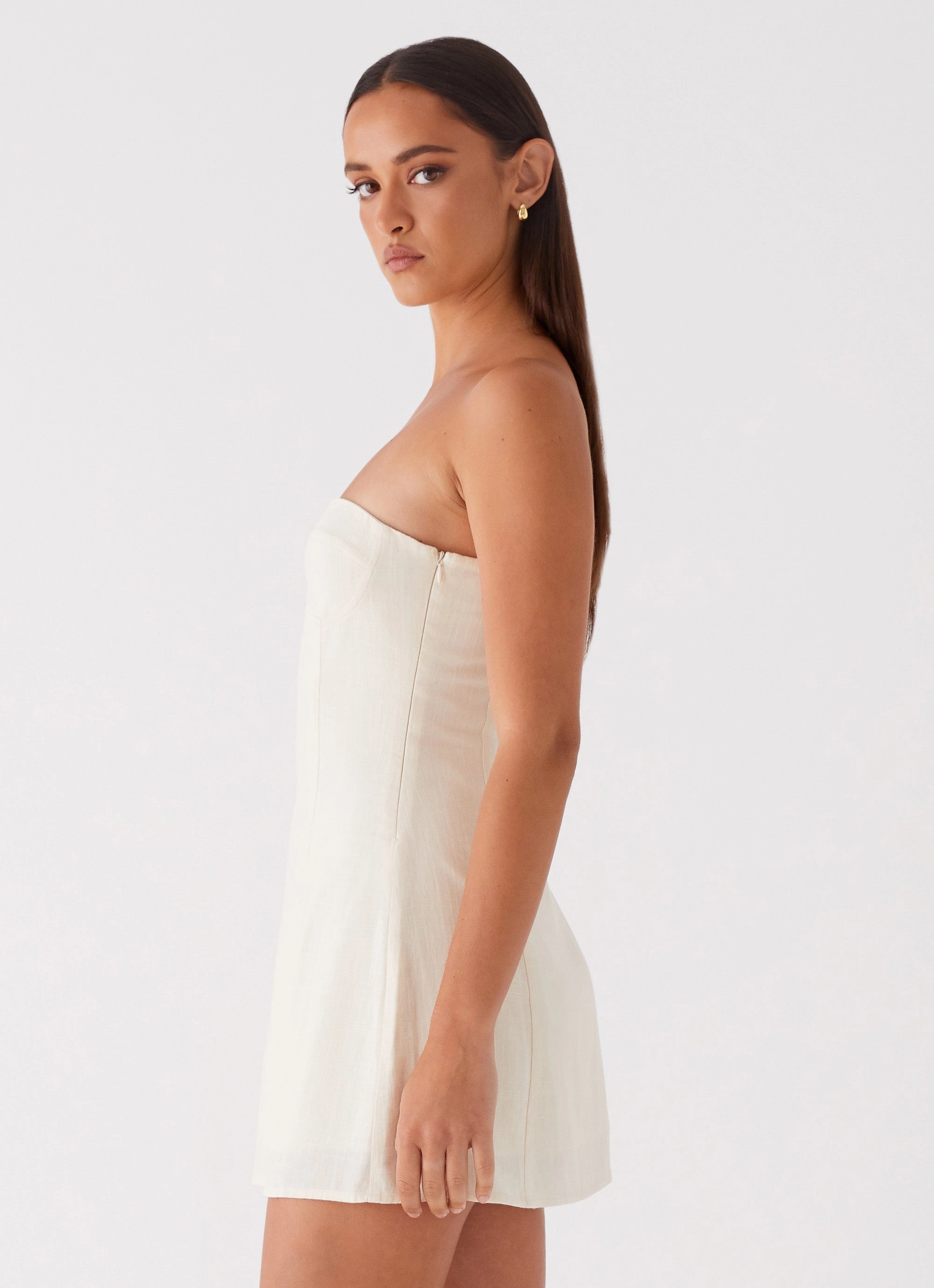 Simple Look Do It That Way Linen Mini Dress - Ivory