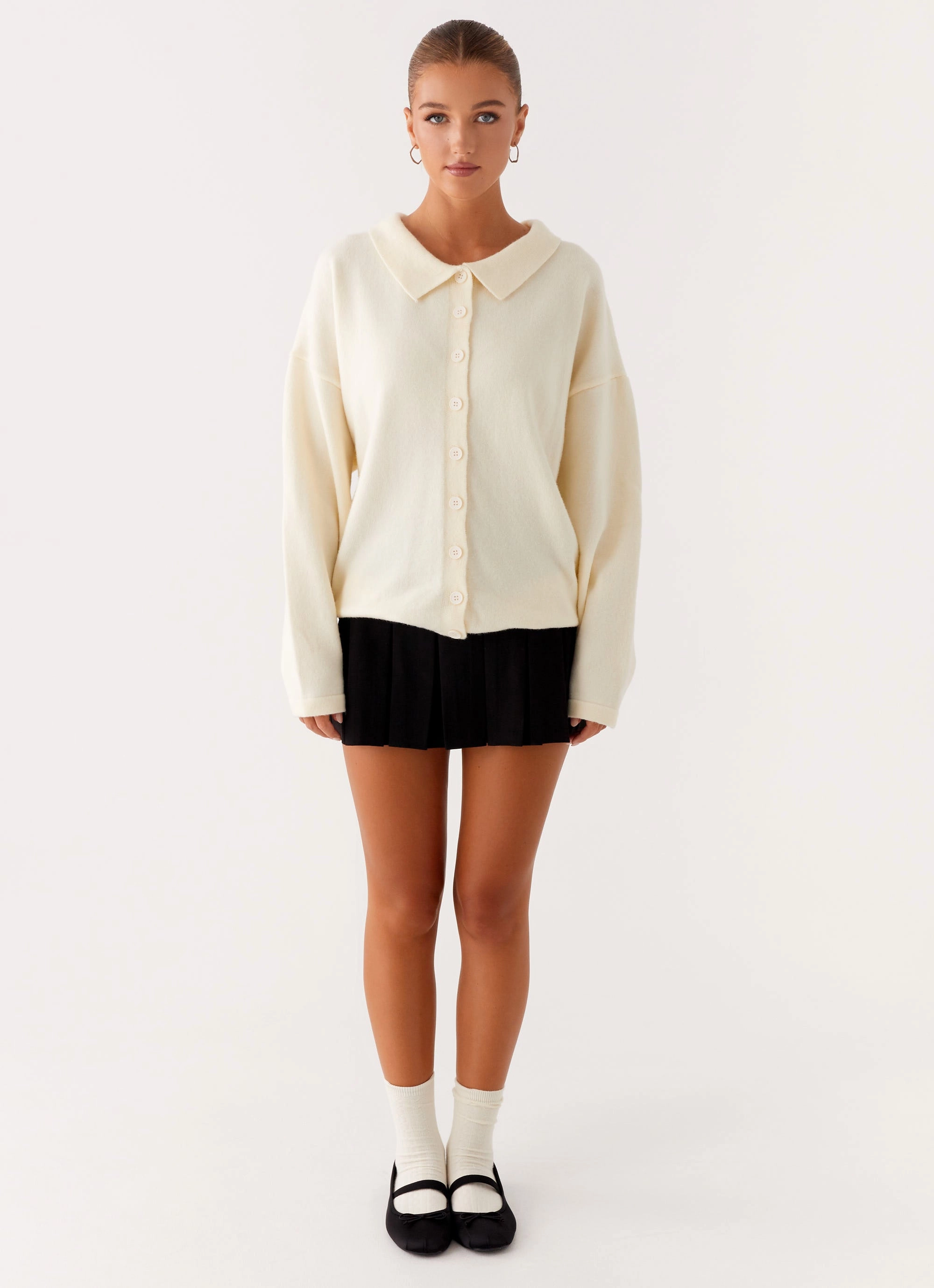 Polished Look Layered Comfort Look Dorian Button Knit Sweater - Ivory