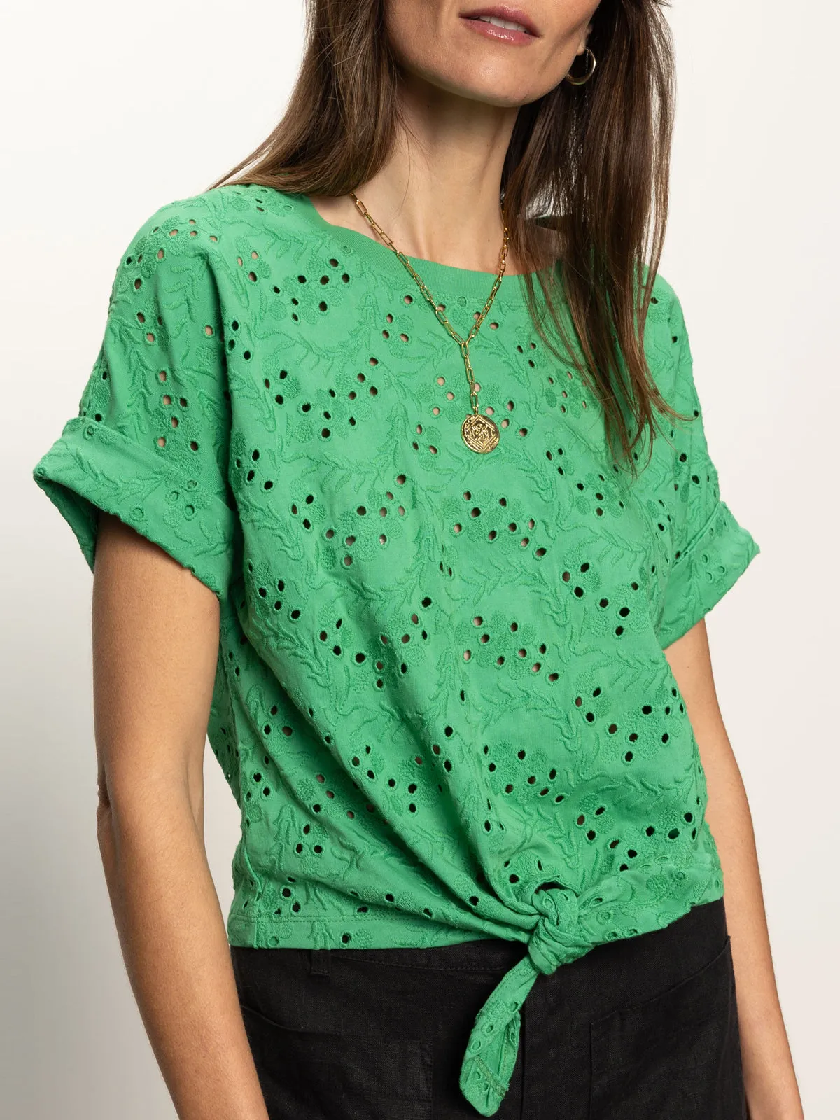 UltraSoft Blend All Day Eyelet Tee Palm