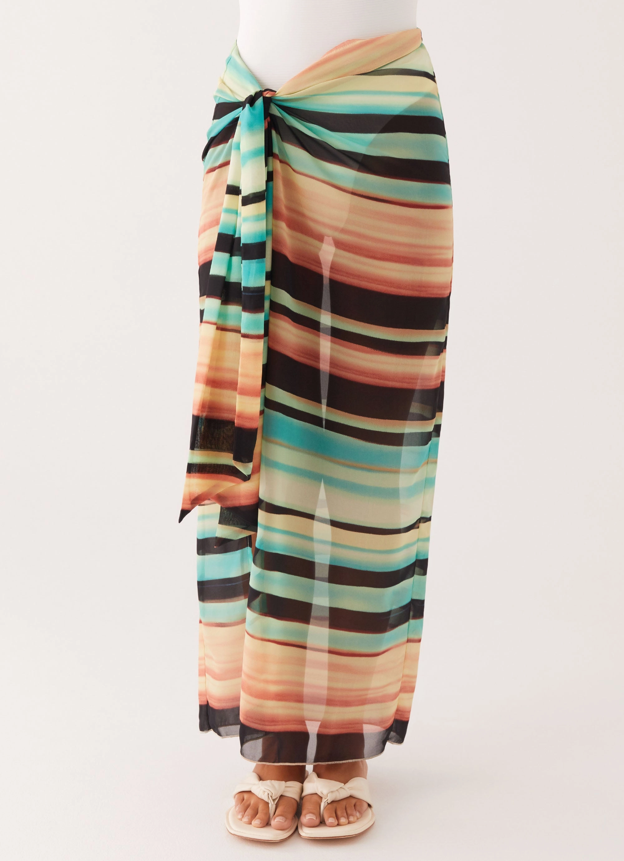 Low Tide Sarong Maxi Skirt - Stripe Non Irritating Tags Stretchy Swim