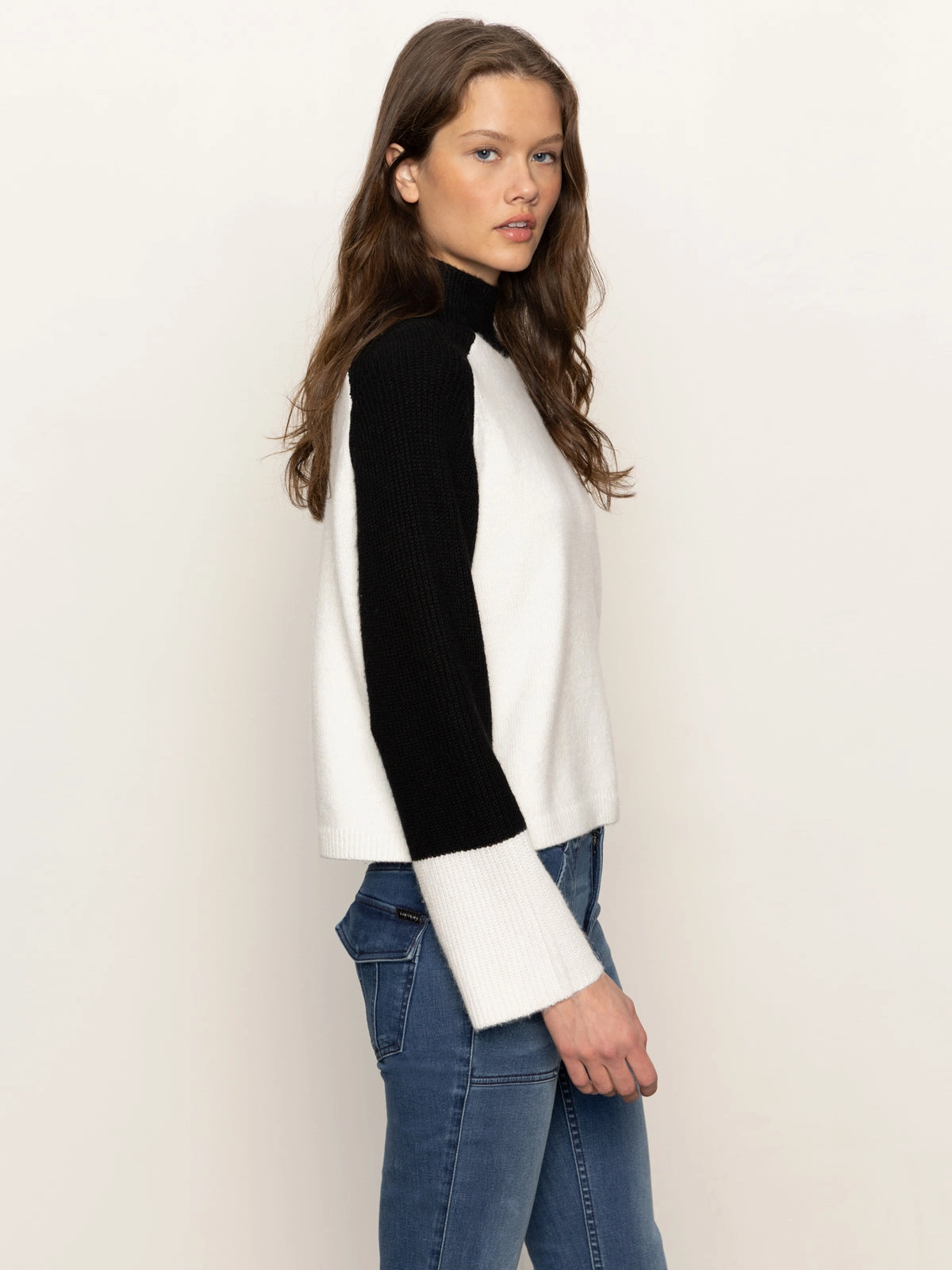 NonChafingEdges Downtown Mock Neck Sweater Black/ Chalk