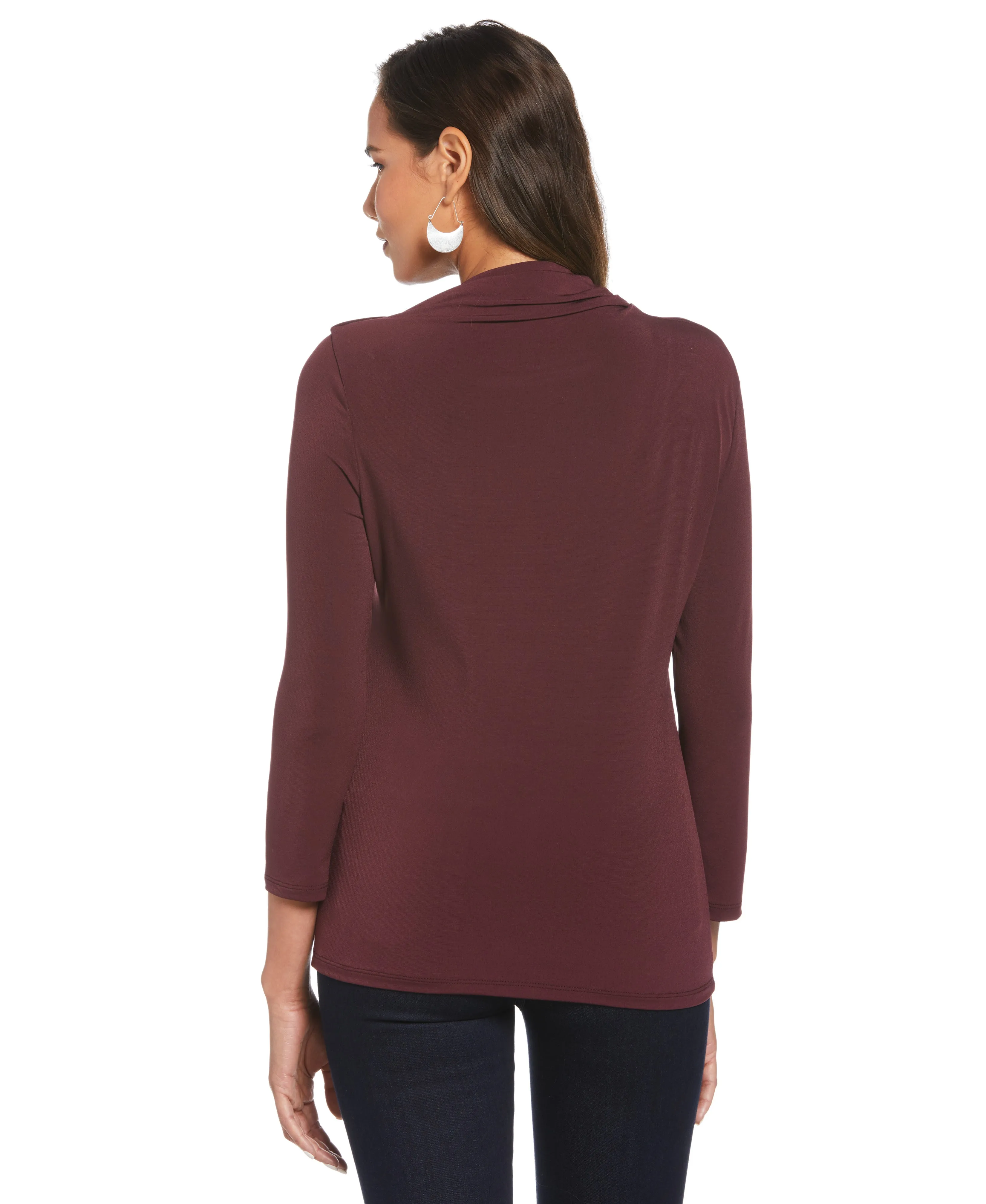 Draped Knit Top Adjustable Collar System Built In Filter Layer