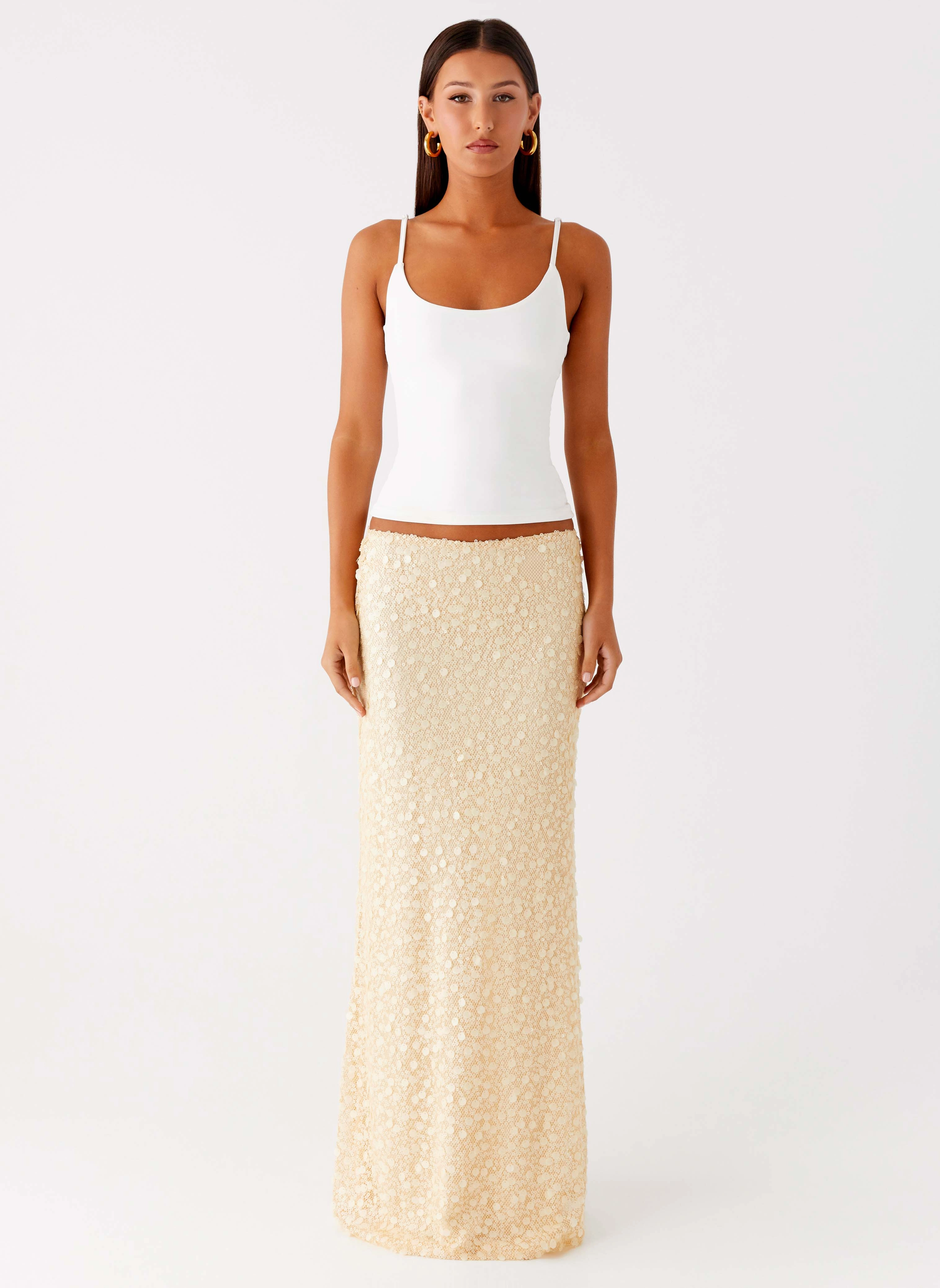 Honestly Sequin Maxi Skirt - Yellow Breathable Layer