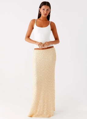 Spring Must Have Honestly Sequin Maxi Skirt - Yellow