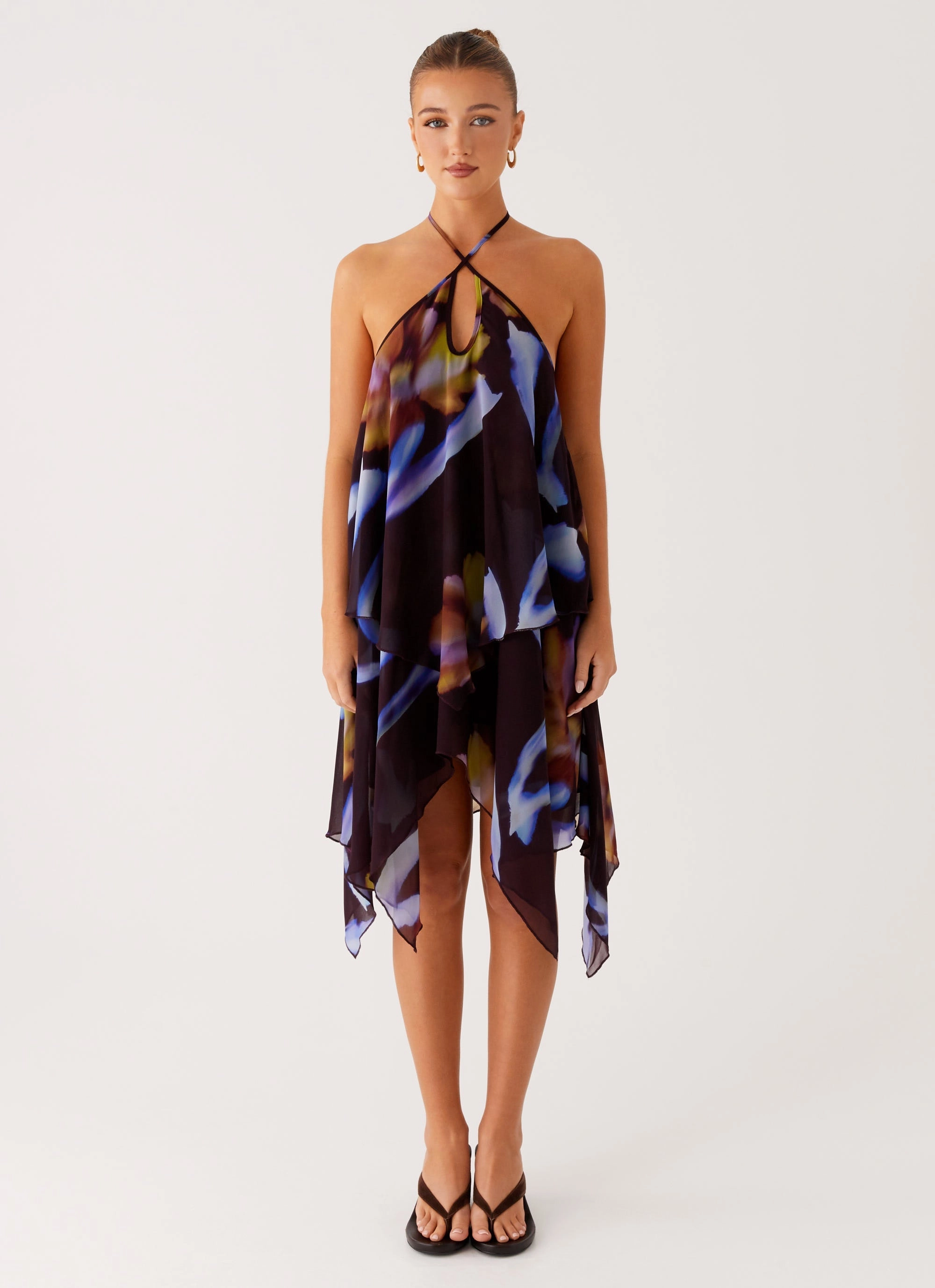 Verbena Midi Dress - Dark Floral Smooth Edge Simple formal dress