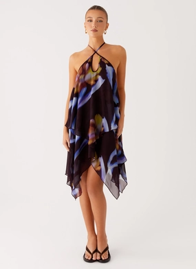 Verbena Midi Dress - Dark Floral Cool Form