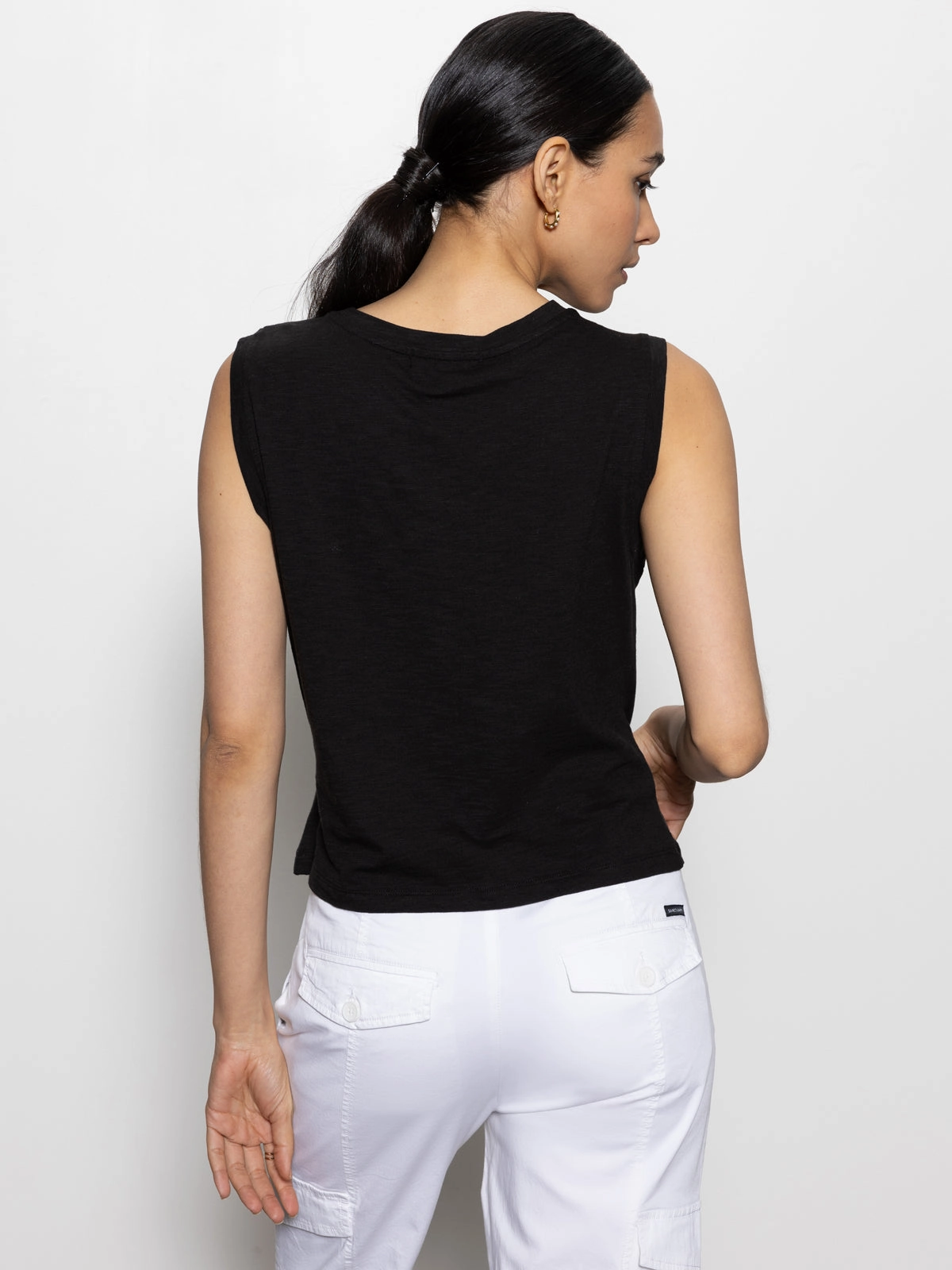Draped Tank Black CroppedLength