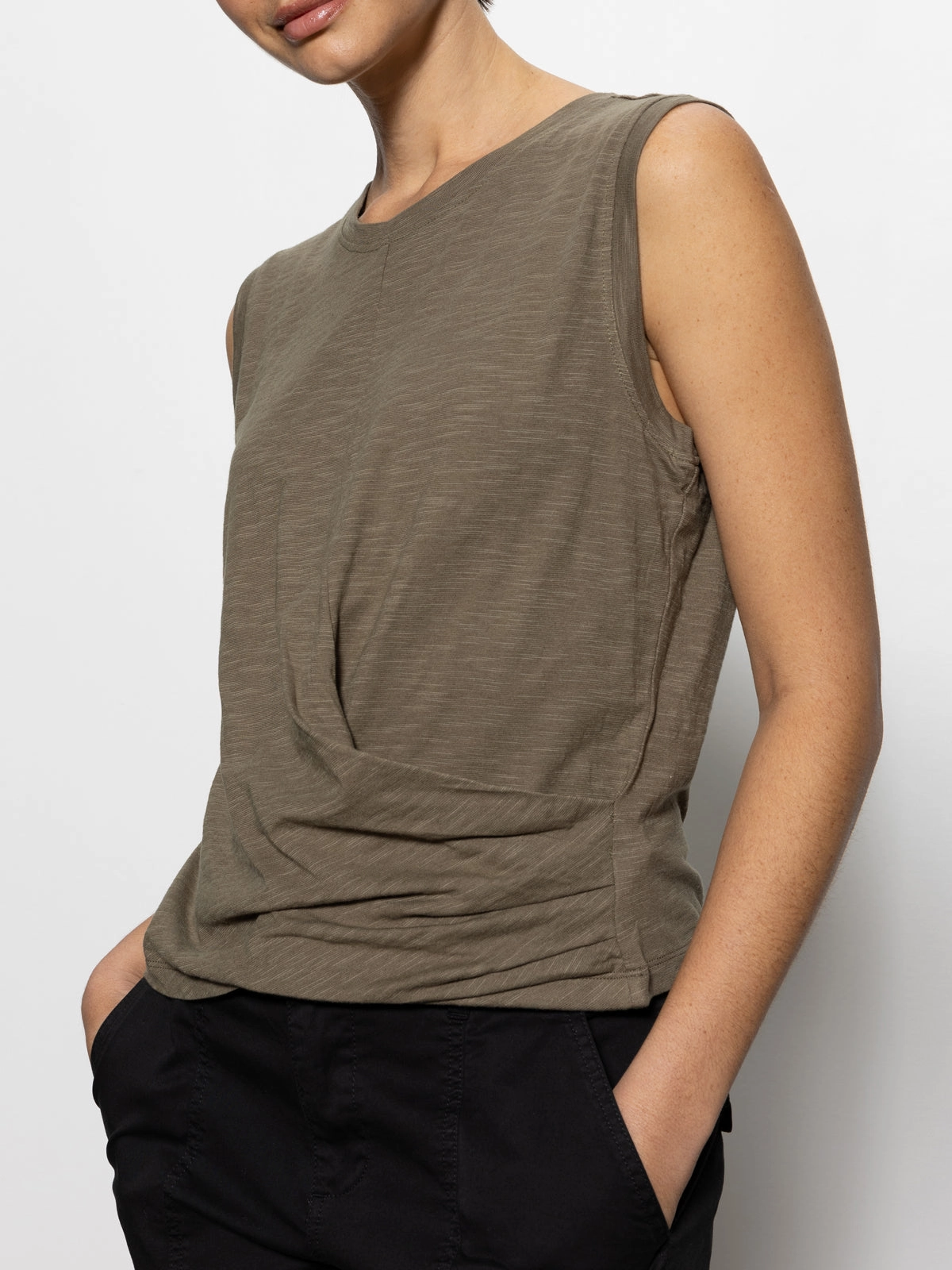 Draped Tank Burnt Olive Lightweight Jacket