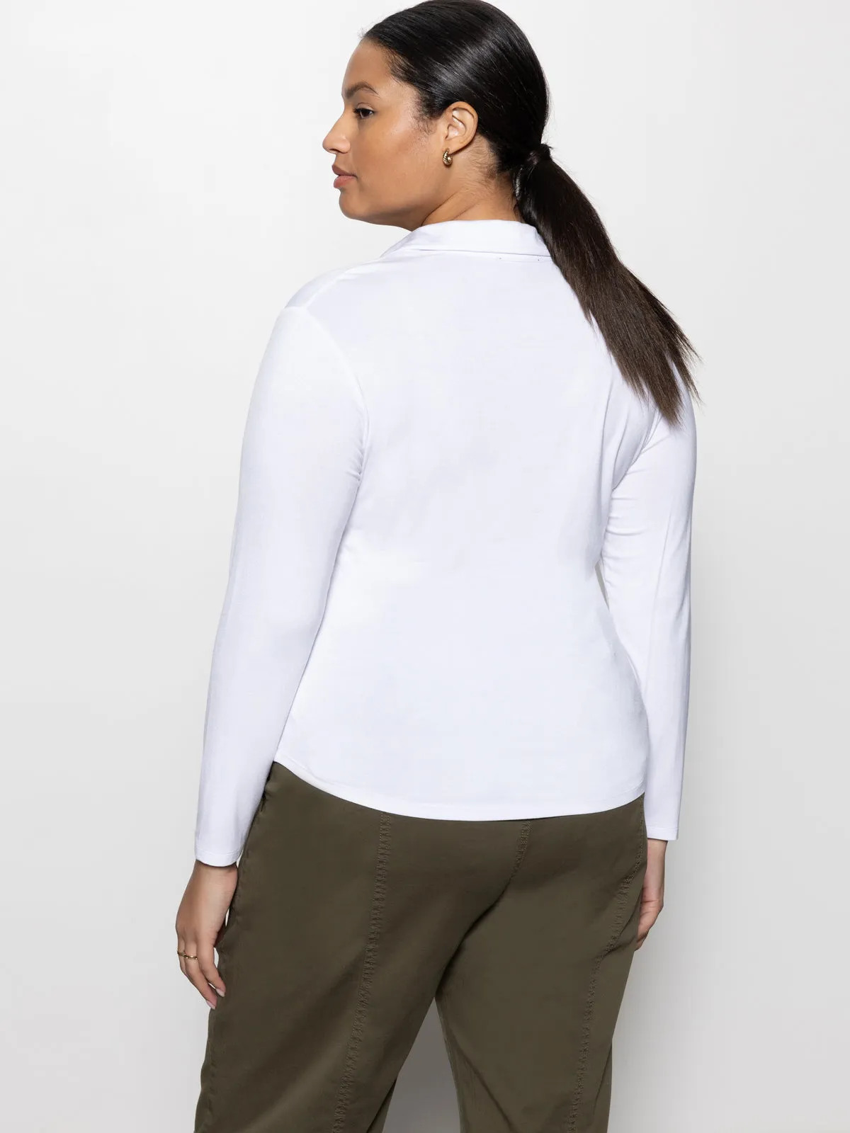 Dreamgirl Button Up Top White Extended Sizing Layered Ventilation Zones