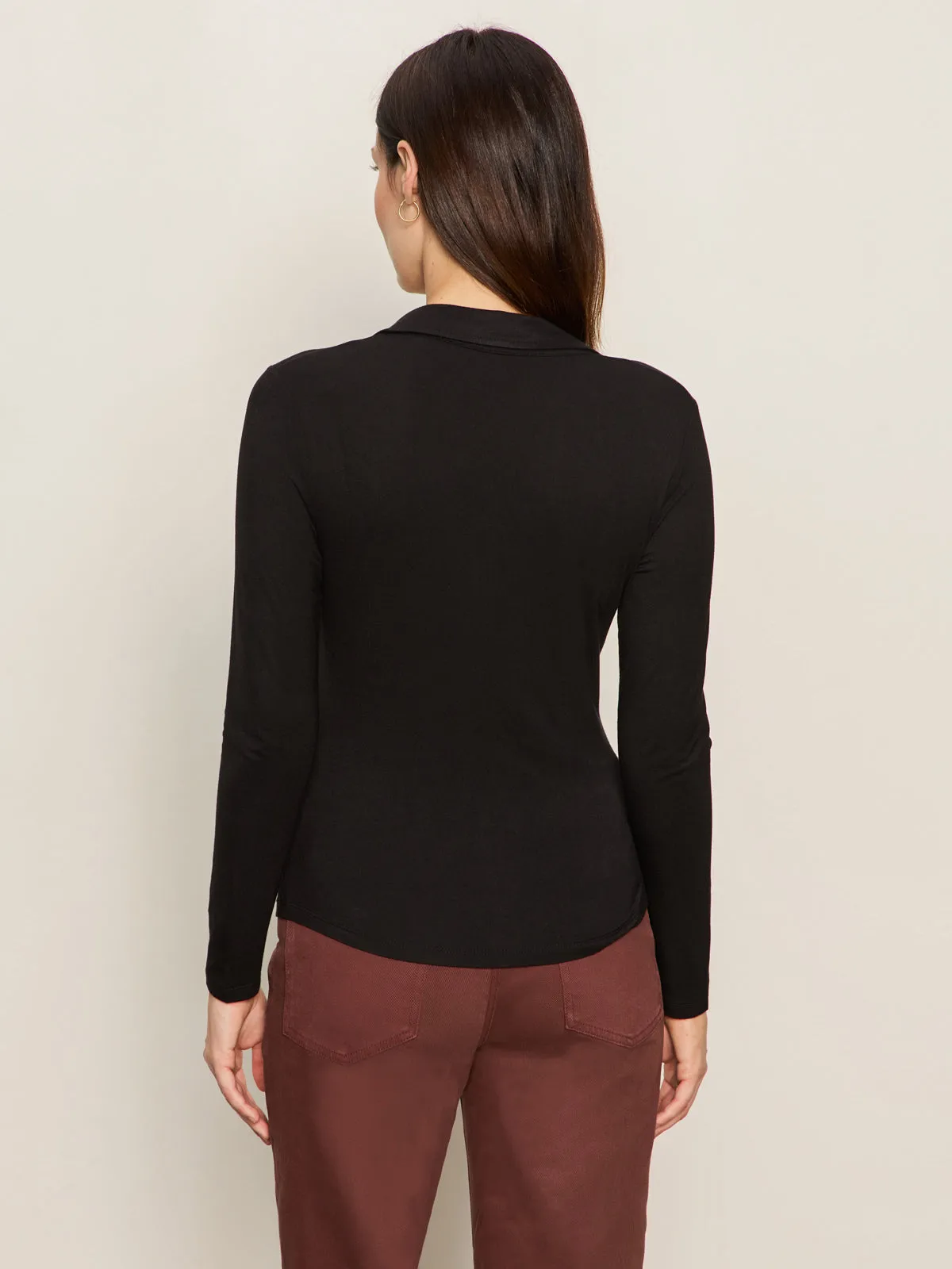 Long Sleeve Shirt Quick Dry Tech Dreamgirl Knit Button Up Top Black