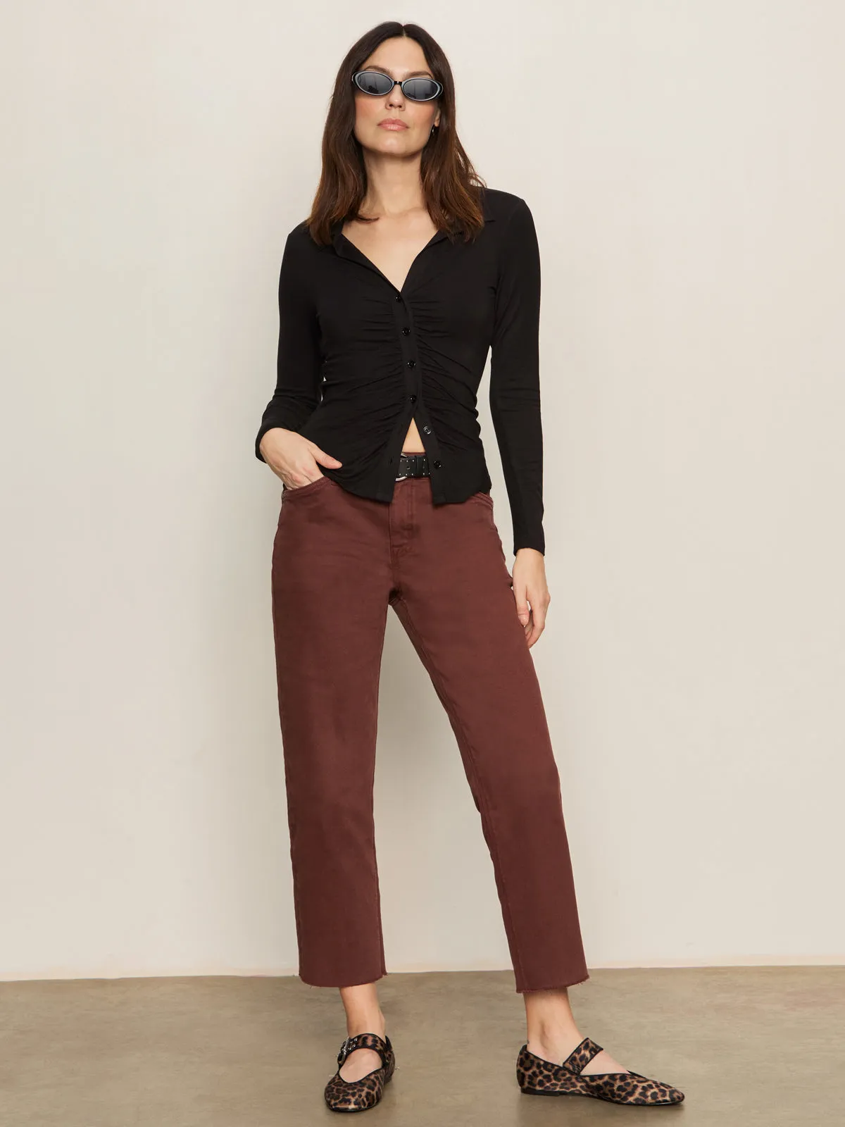 Dreamgirl Knit Button Up Top Black NonIrritating Seams