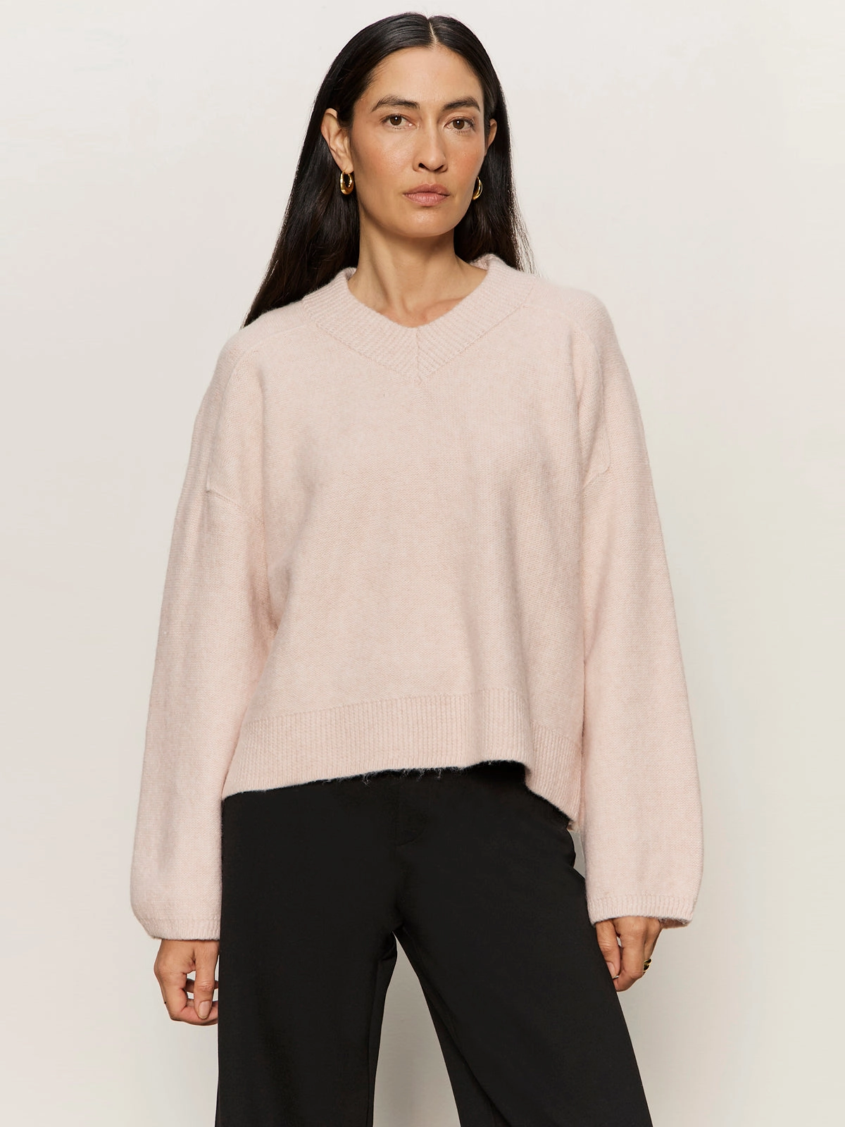 Dreamy V Neck Sweater Heather Rose ConvertibleCollar