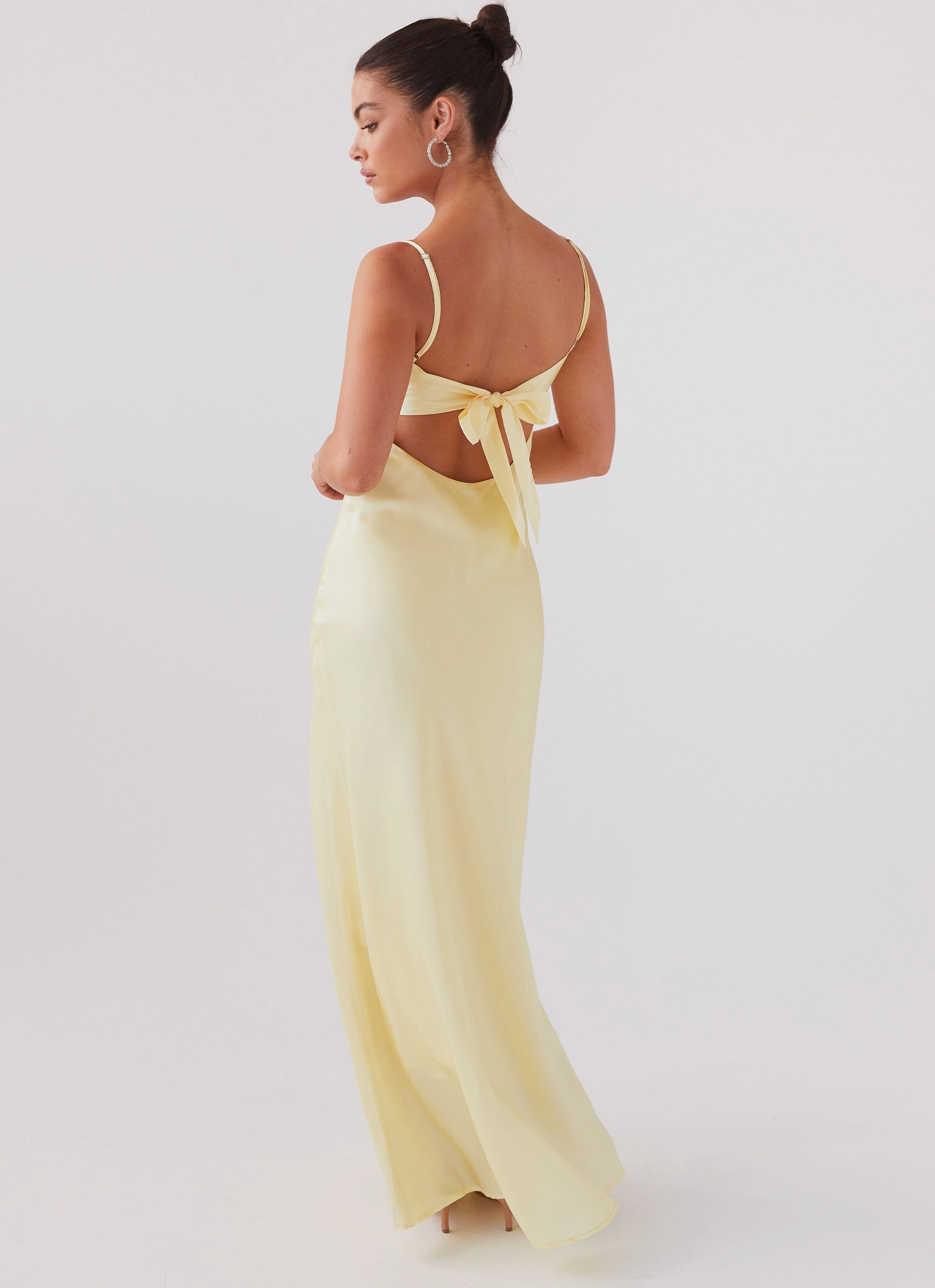 Flora Satin Maxi Dress - Lemon Effortless Piece Cozy Wear