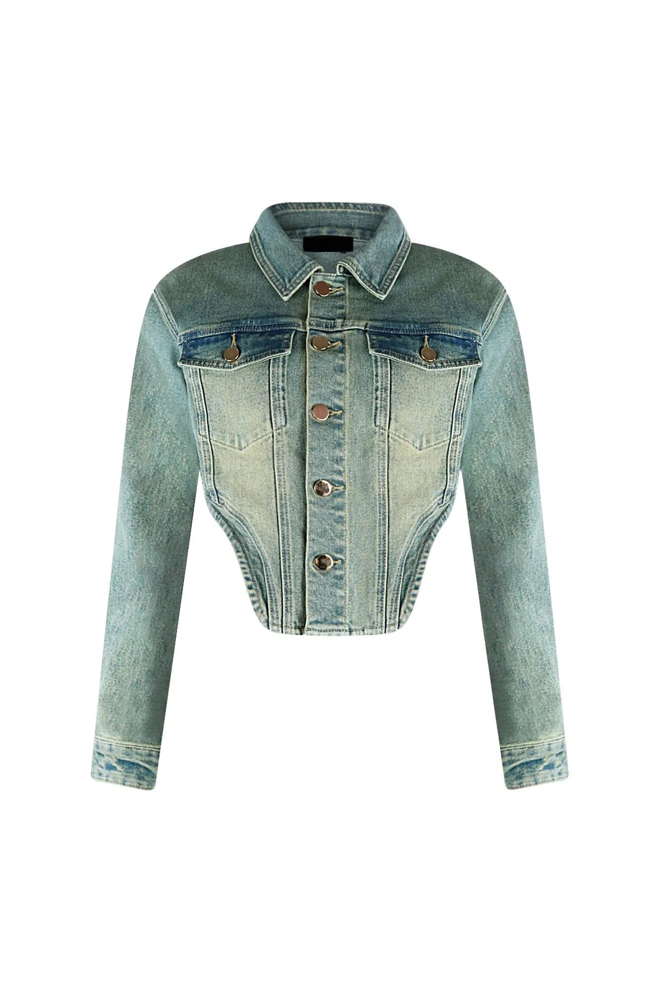 Only The Young Denim Corset Jacket Durable Triple Stitching Adaptive Fit Technology High Neckline