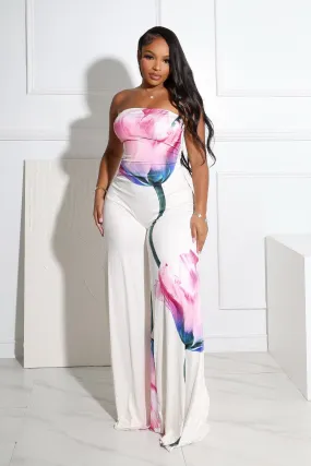 Weightless Bloom Print Tube Jumpsuit Sporty Comfort