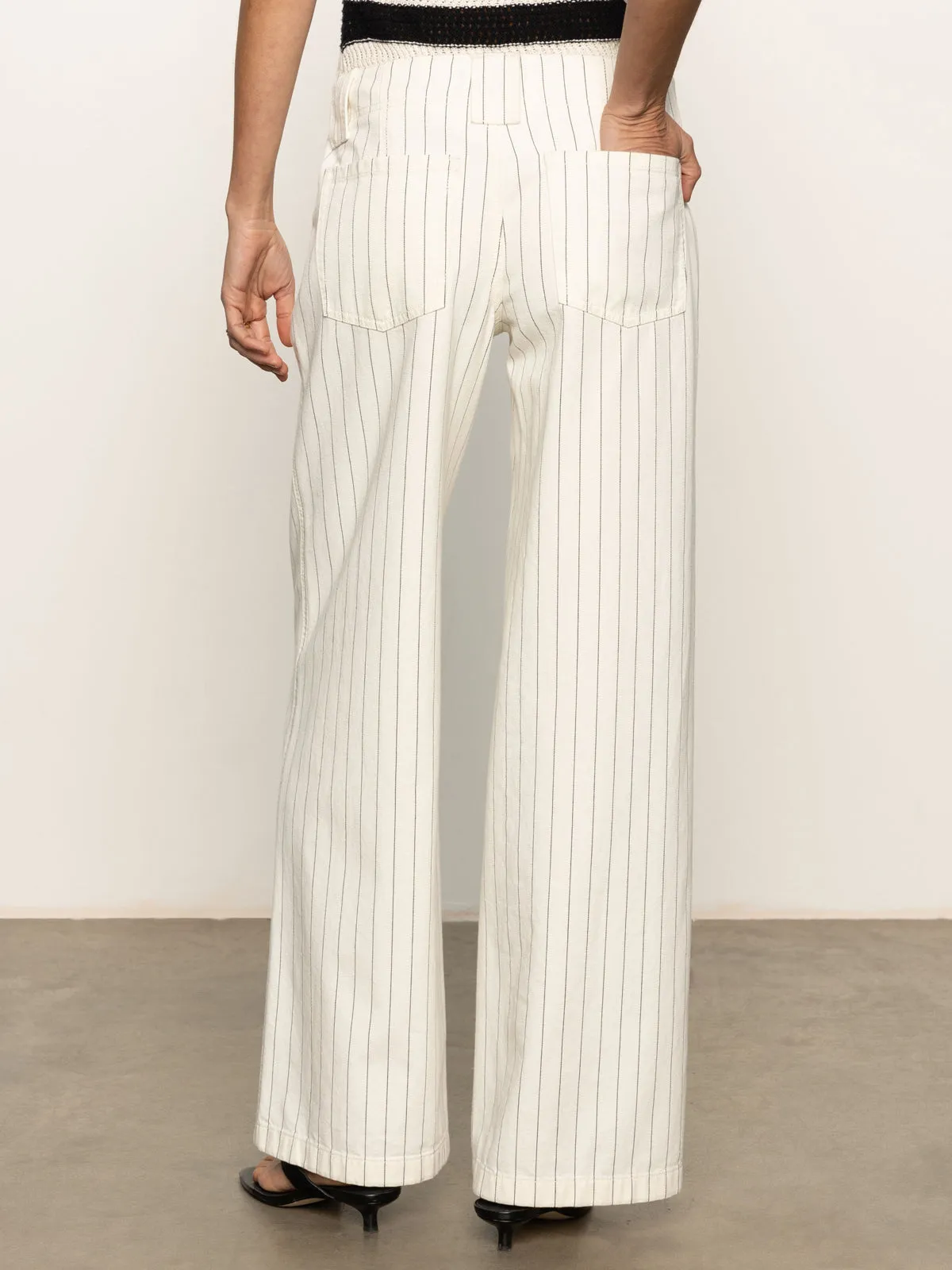 quick dry Arden Wide Leg Jeans Bleached White Pinstripe
