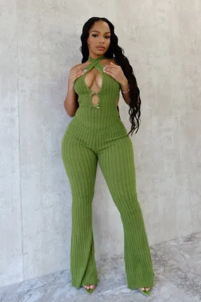 Nala Fuzzy Knit Halter Jumpsuit Comfy Style