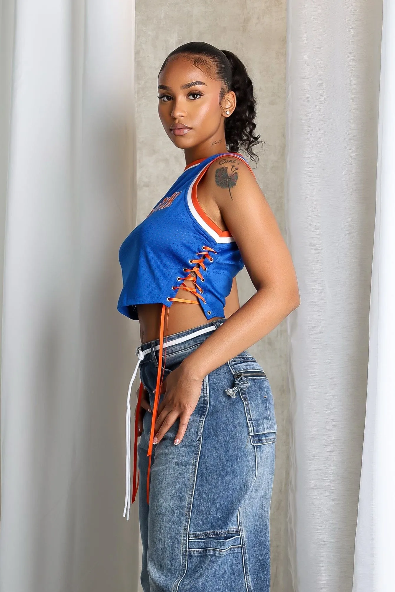 Water Resistant Finish Empire Mesh New York Jersey Top Stretch Fit Top QuickDry