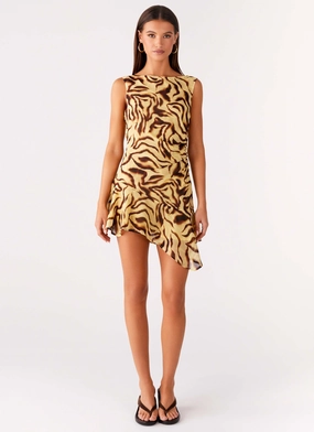 Maris Asymmetrical Mini Dress - Laguna Print Trendy Design