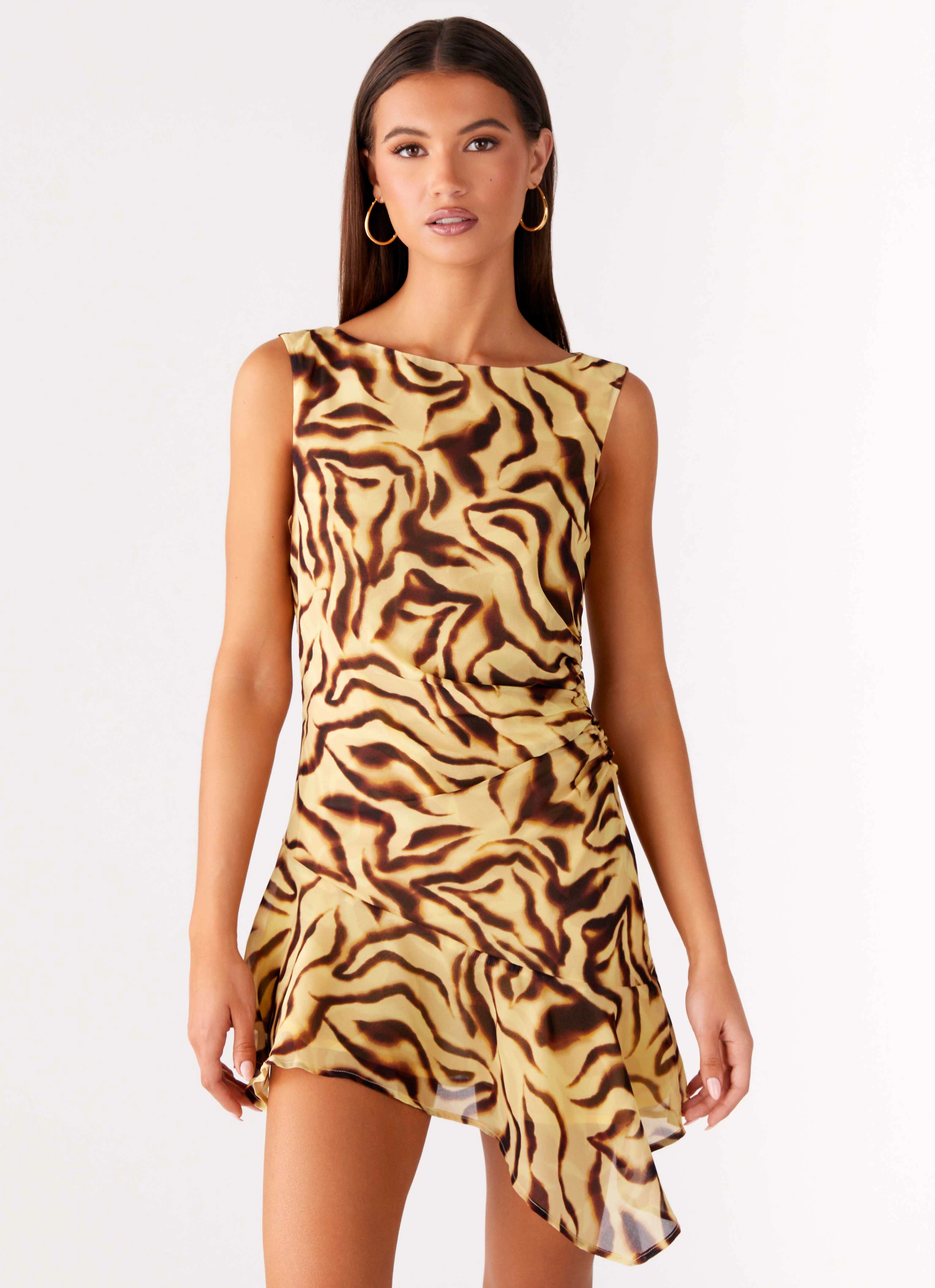 Maris Asymmetrical Mini Dress - Laguna Print Fall Mood
