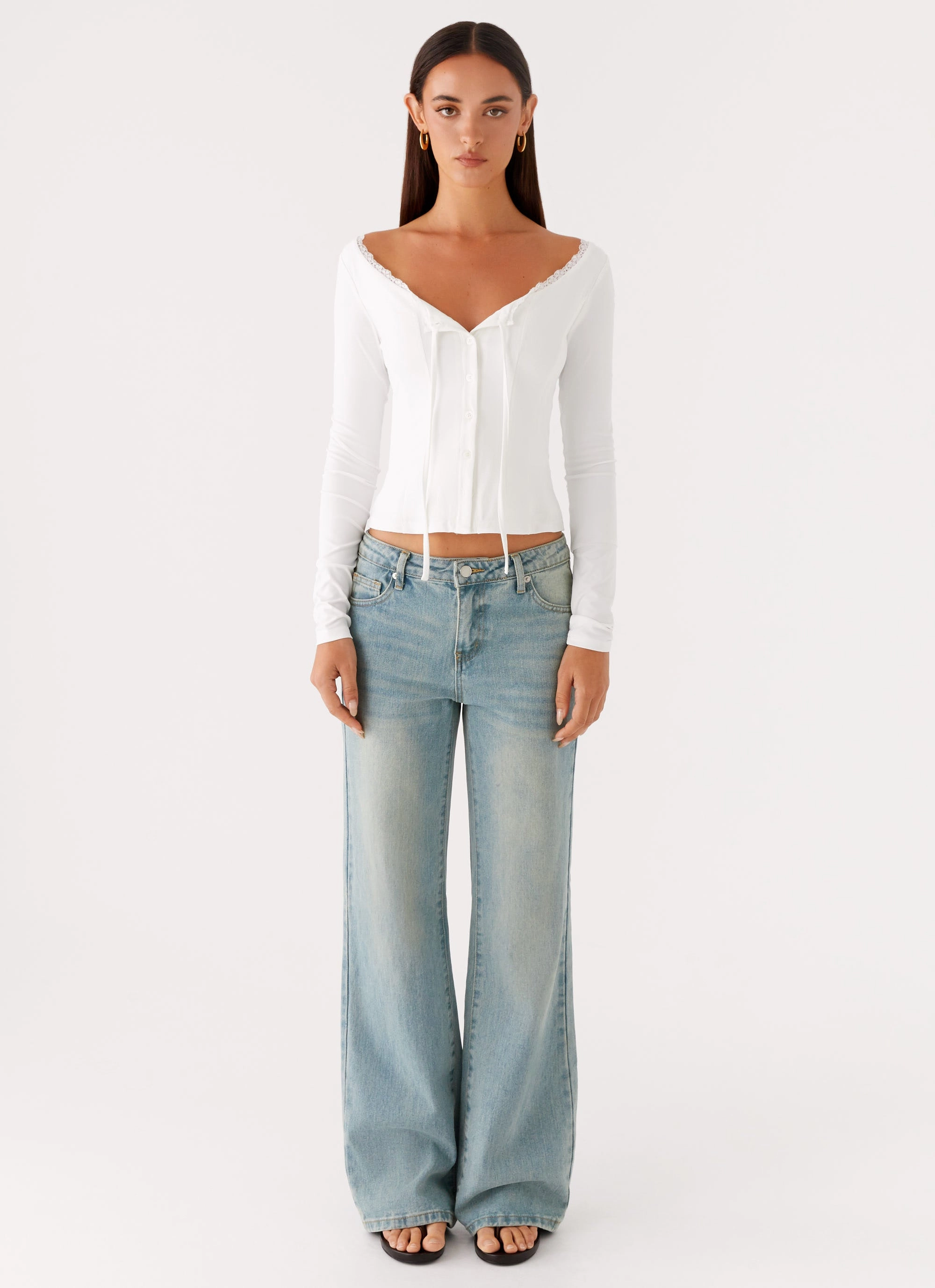 Casual Jacket Moda Long Sleeve Top - White