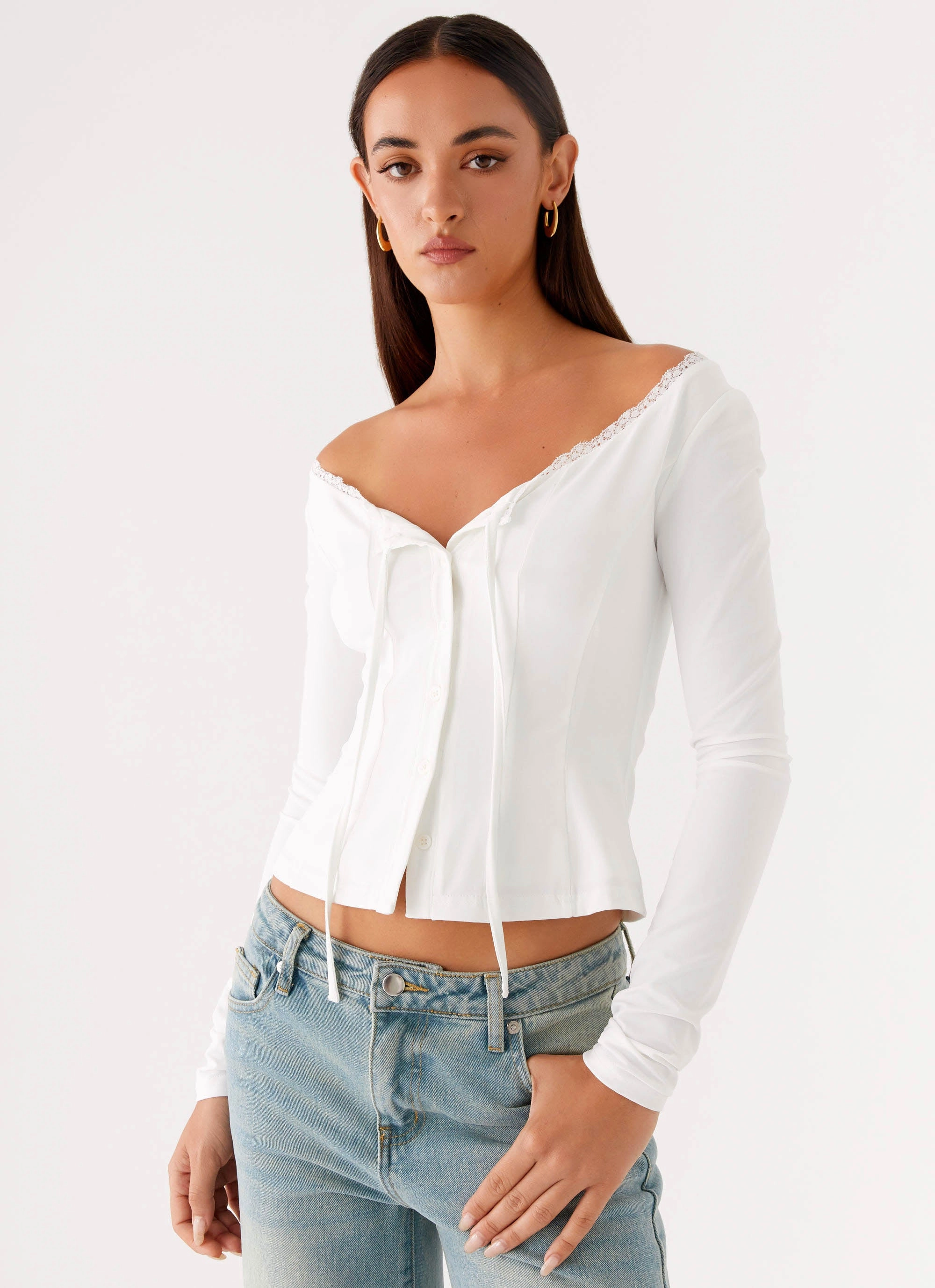CompactSize Moda Long Sleeve Top - White