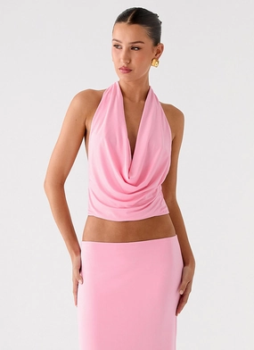 MinimalistAesthetic SeamFree Knitting Ashi Cowl Top - Pink