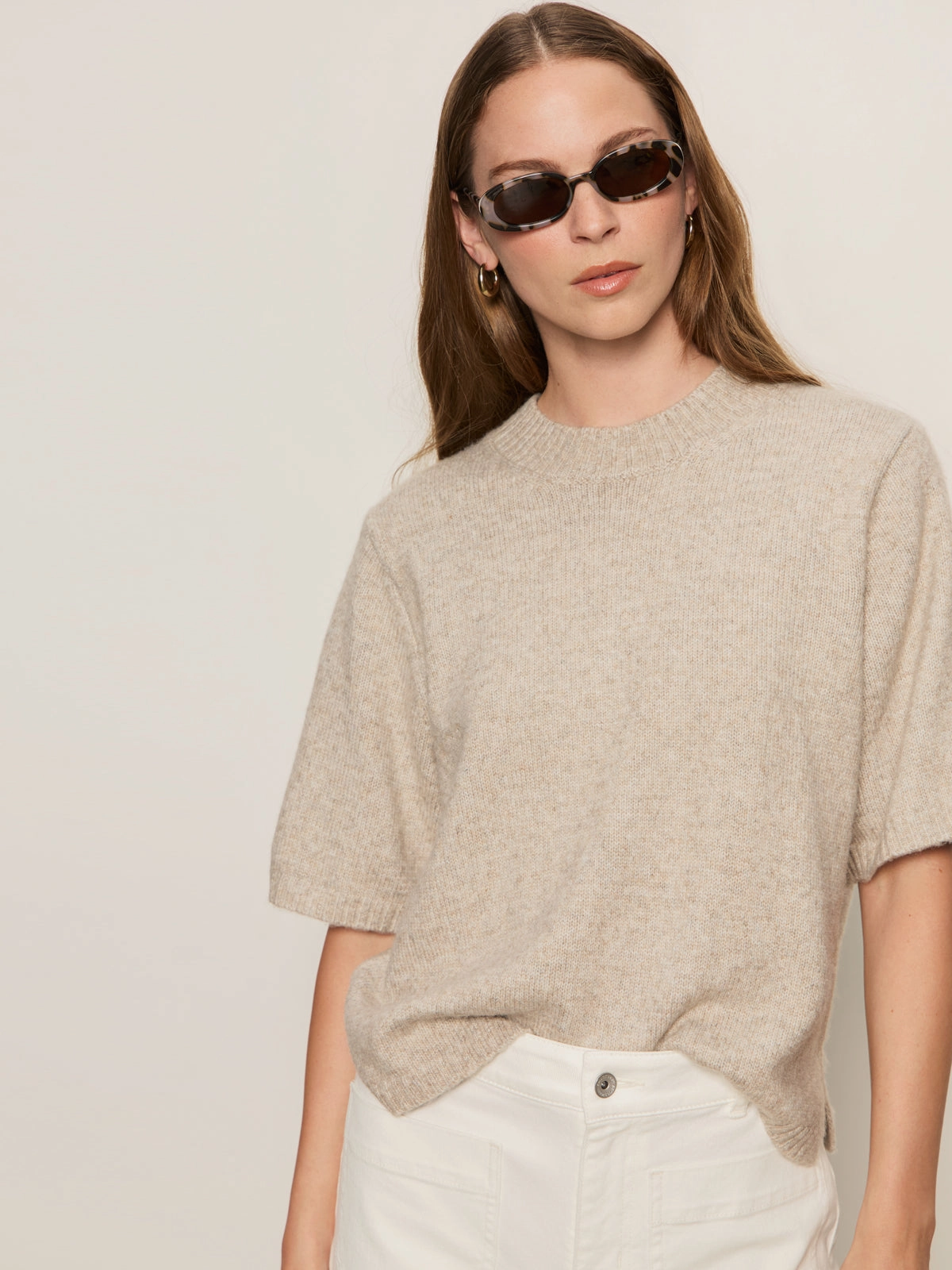 Perfect Sweater Tee Heather Pearl Wrinkle Free Texture