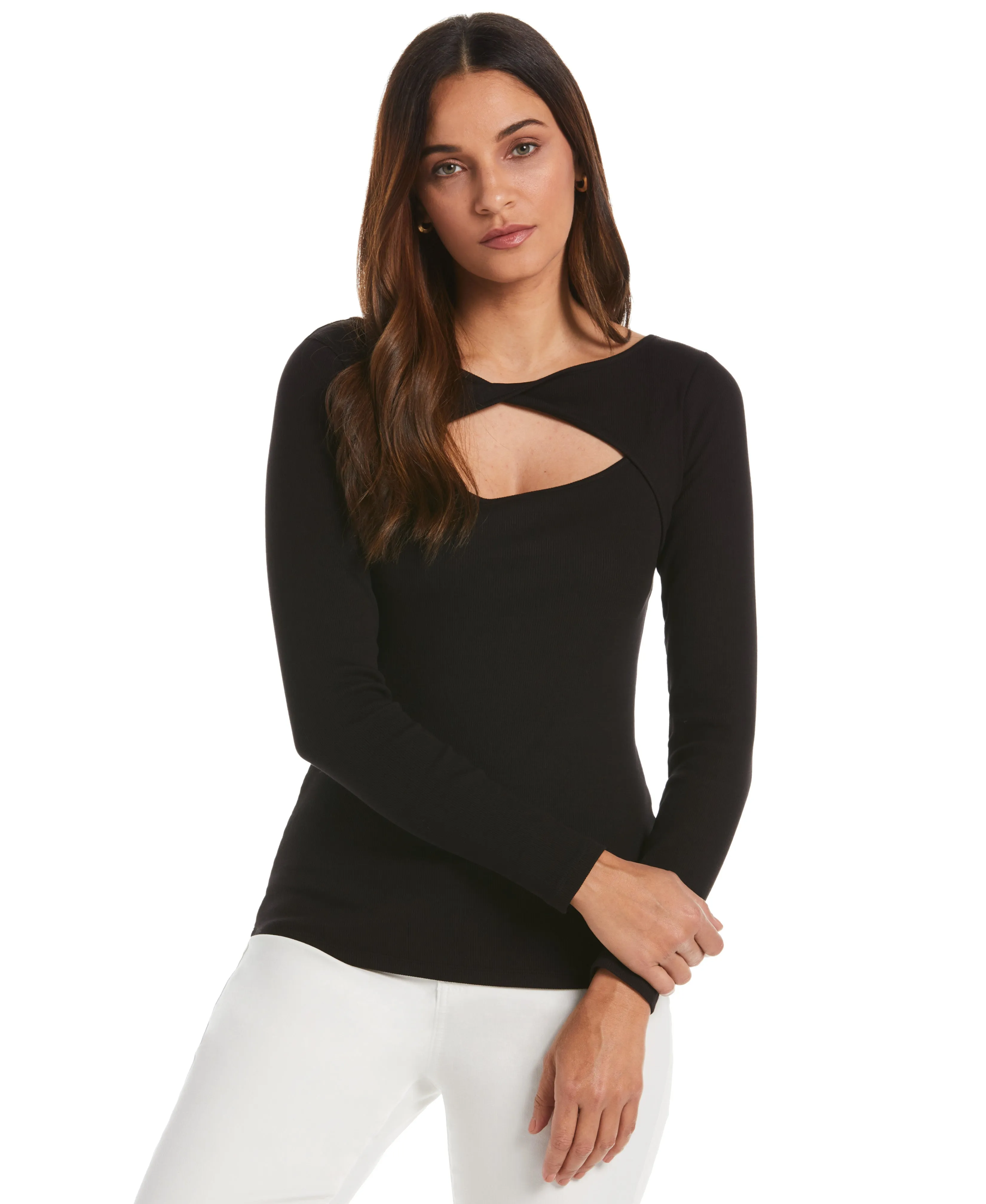 Rib Knit Cutout Top LowMaintenance ThermalRegulating