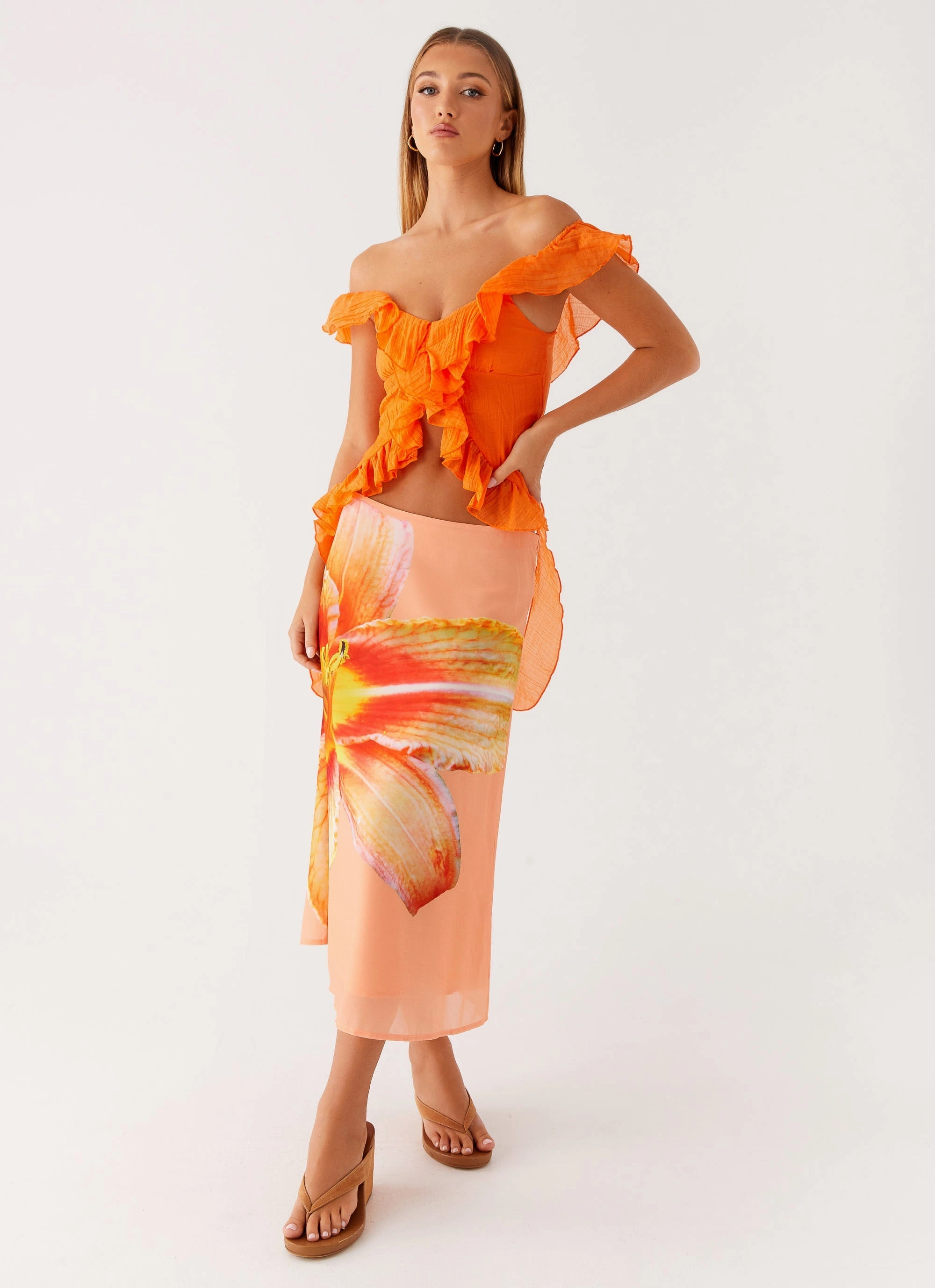 NonChafeCollarTech Dylan Off Shoulder Top - Orange