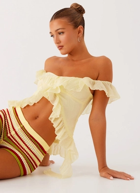 Tagless Comfort Dylan Off Shoulder Top - Yellow