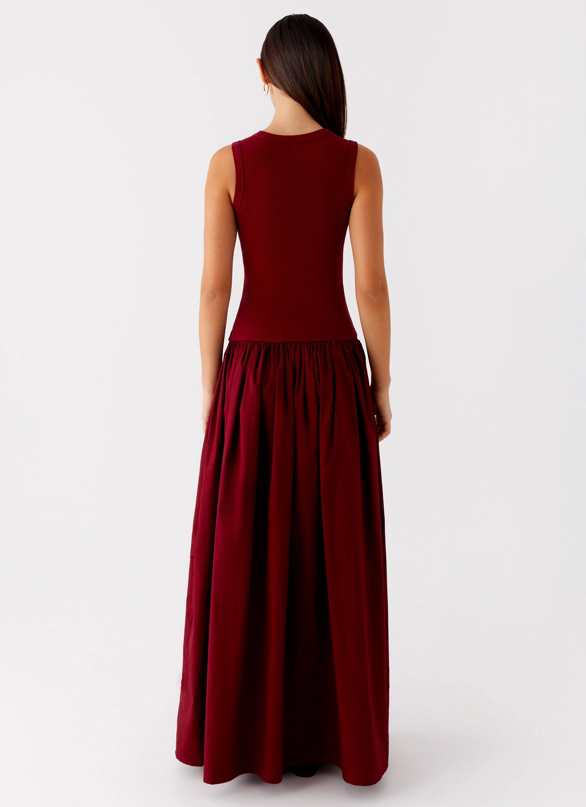 Shivani Maxi Dress - Maroon Chic Silhouette Compact Fit