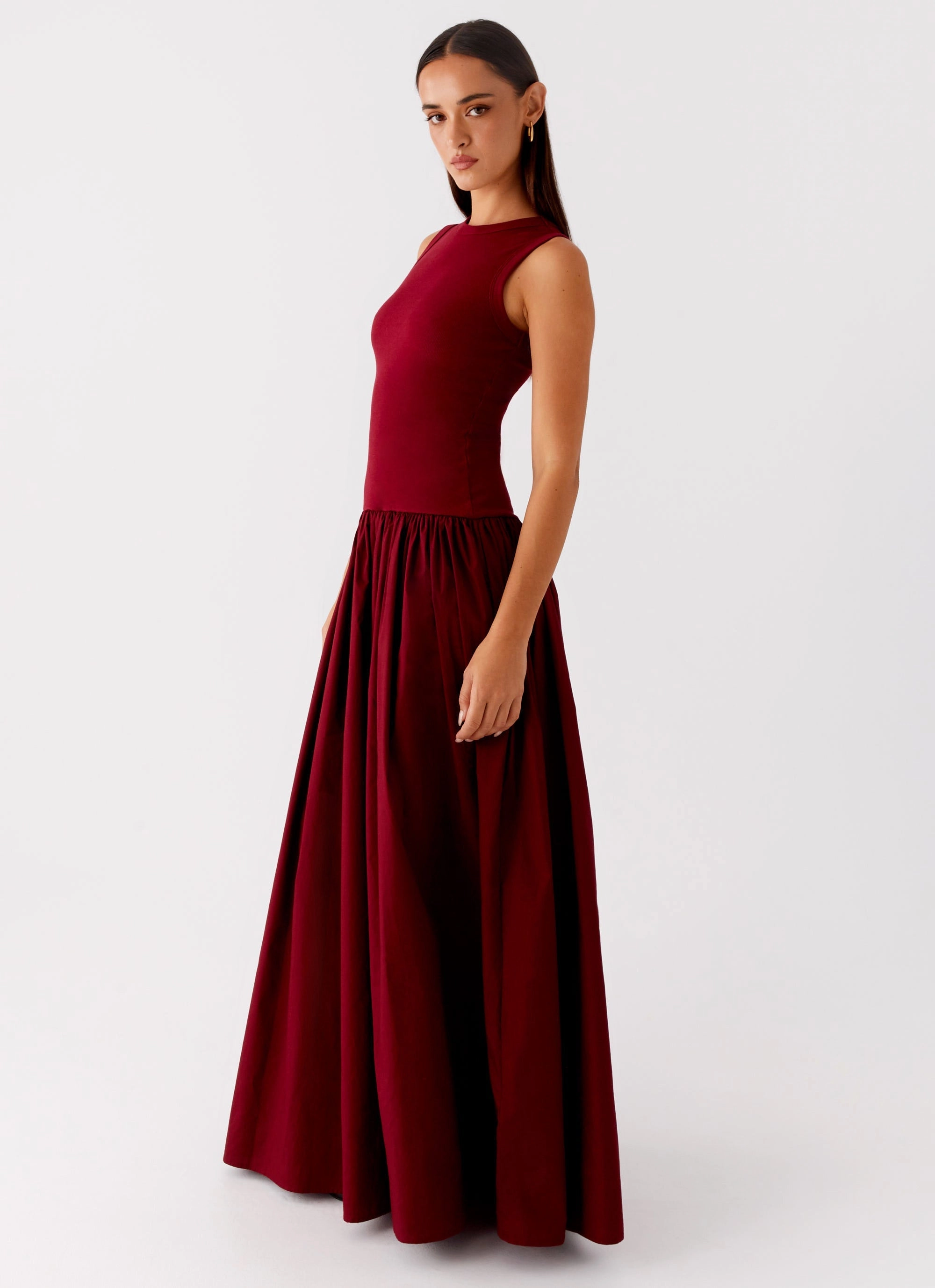 Shivani Maxi Dress - Maroon Chilly Weather Comfort