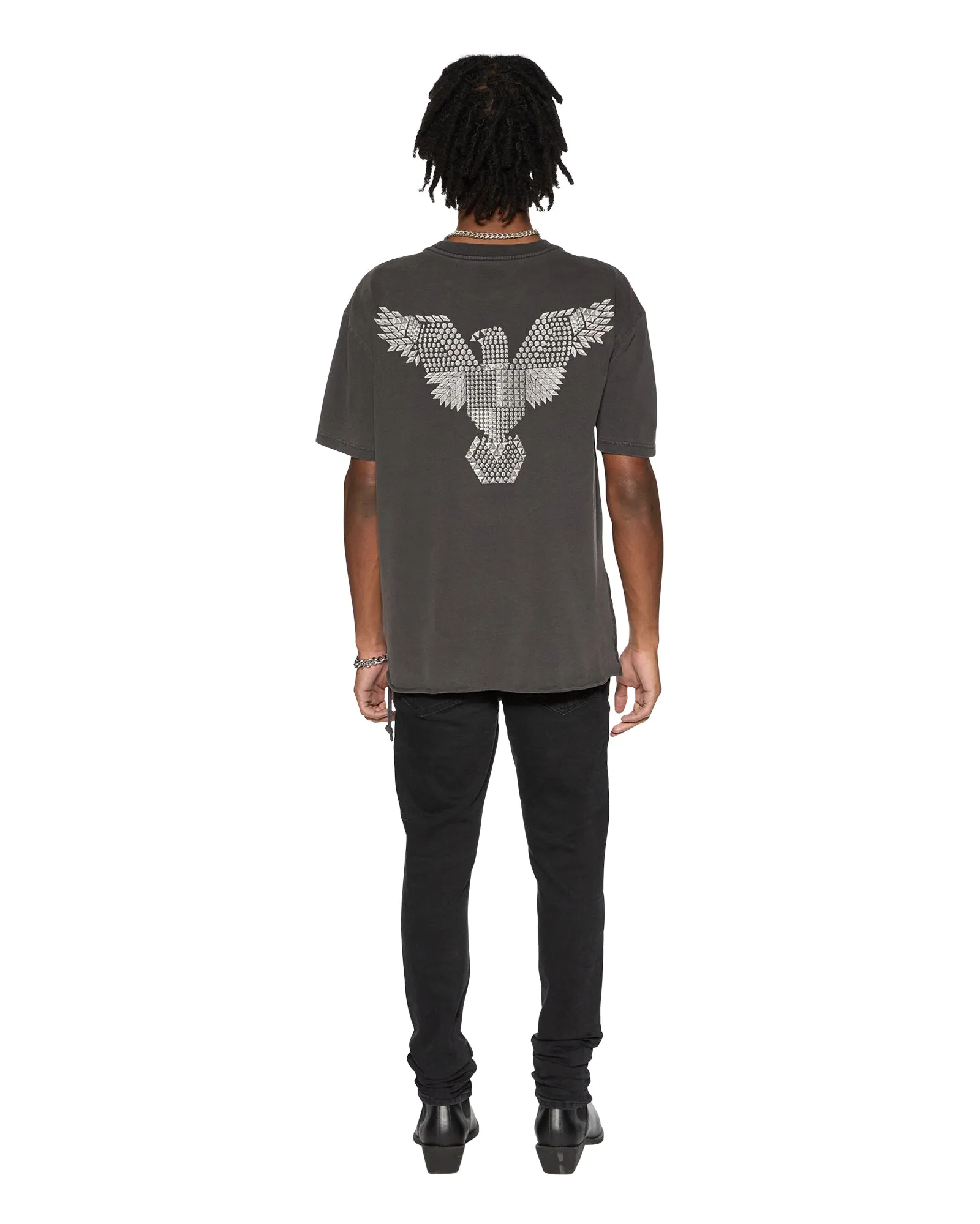 EAGLE BIGGIE SS TEE FADED BLACK Breathable wear Layered Panel Design Breathable mesh lining